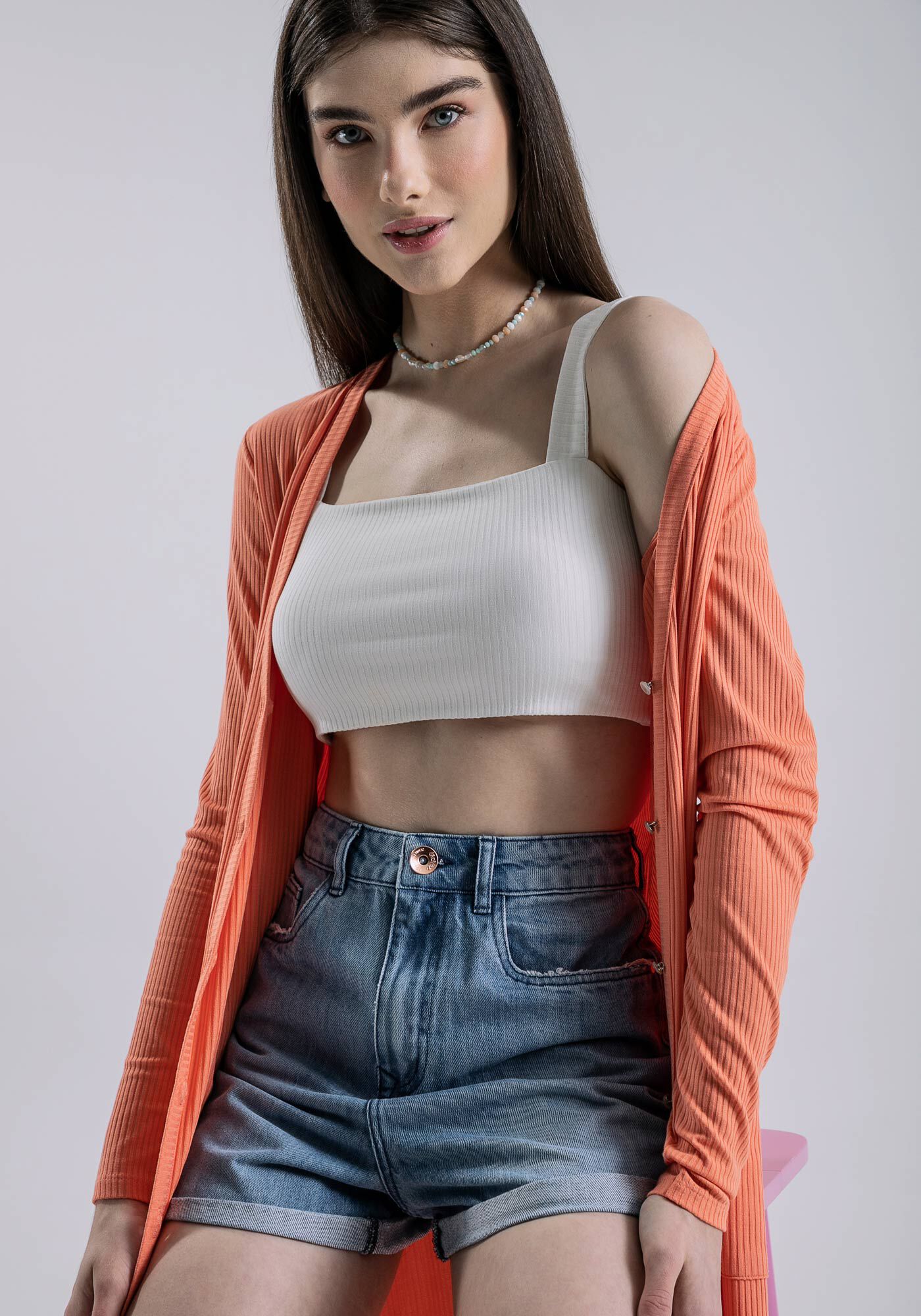 Cardigan Longo Canelado com Bolsos, , large.