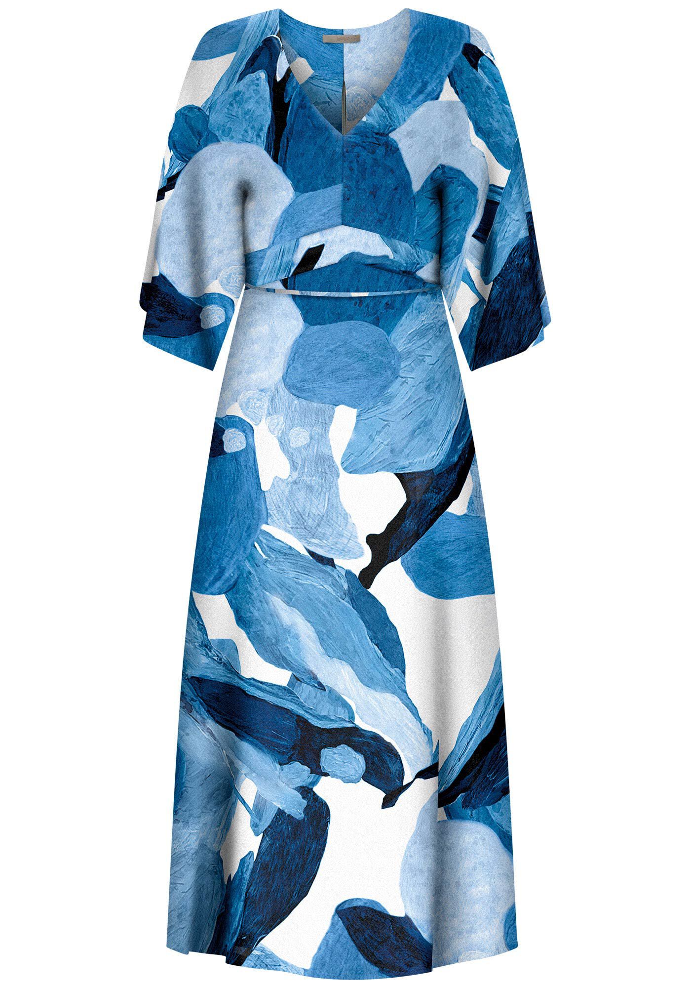 Vestido Midi em Viscose Estampado com Manga Flare, , large.