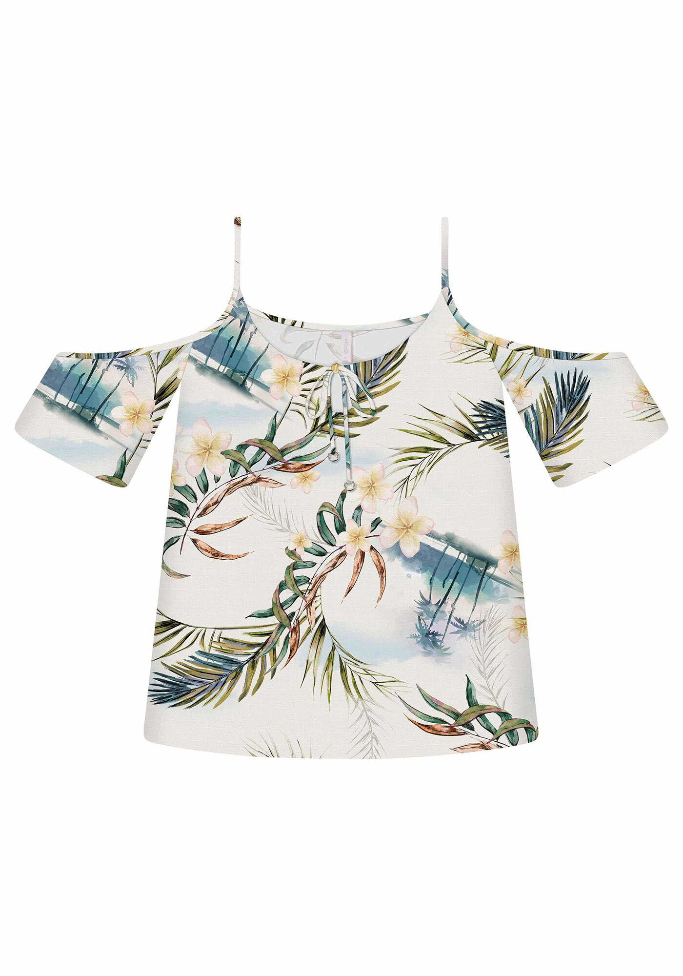 Blusa Recorte Ombro Estampa, , large.