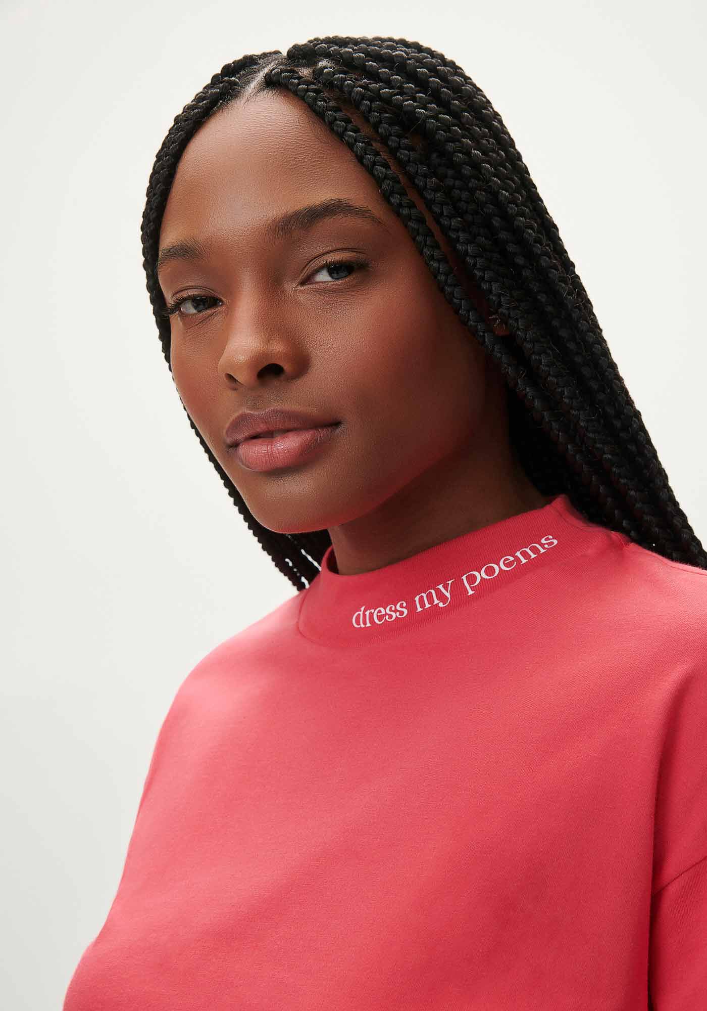 T-shirt Cropped Oversized com Gola, ROSA CARACAS, large.