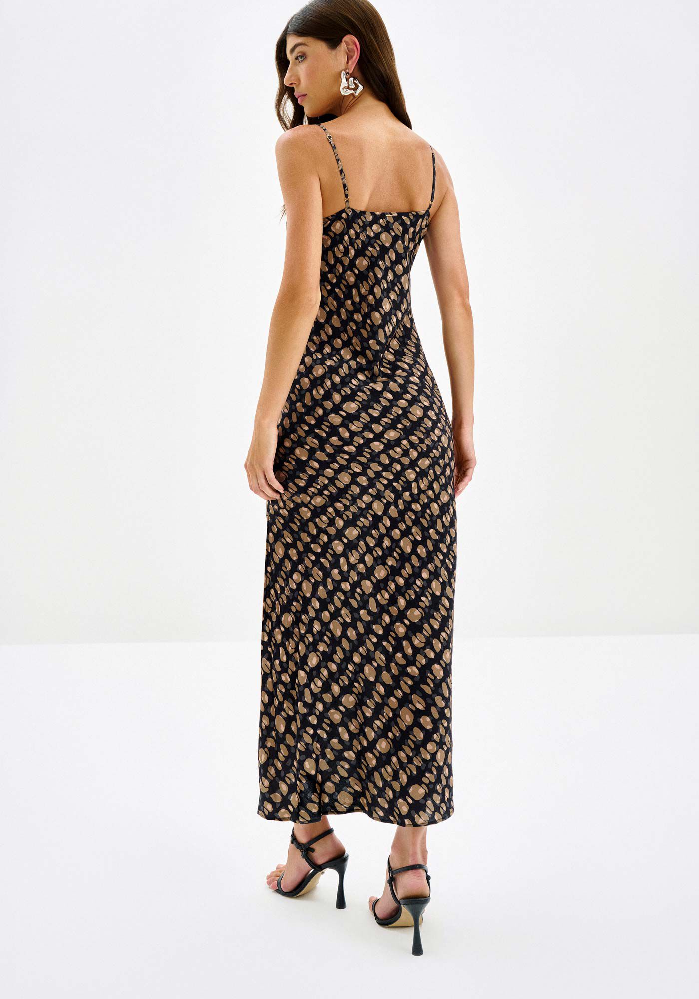 Vestido Midi Estampado em Viscose com Decote Reto, , large.