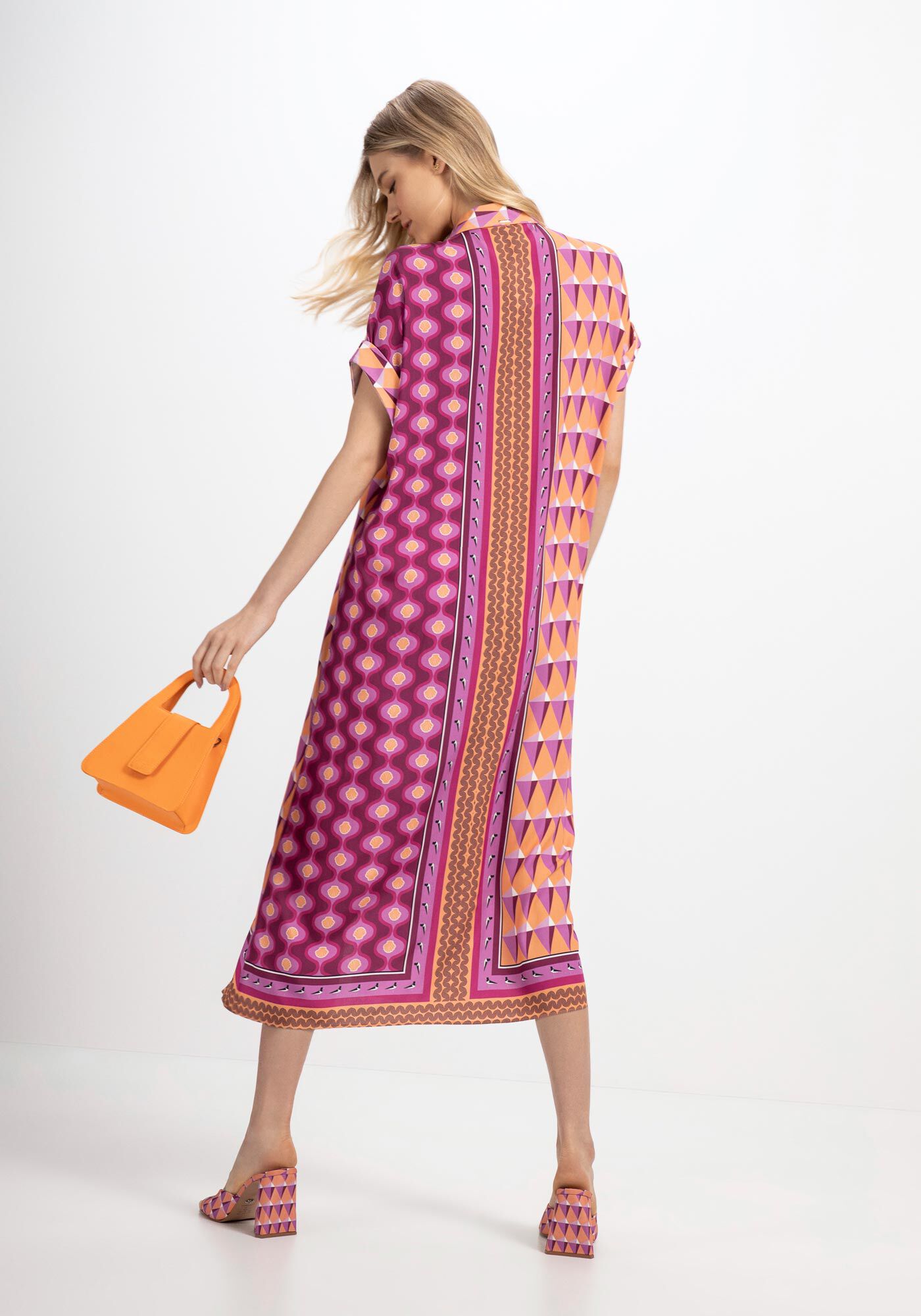 Vestido Midi Chemise Estampado com Cinto, ICEBERG, large.