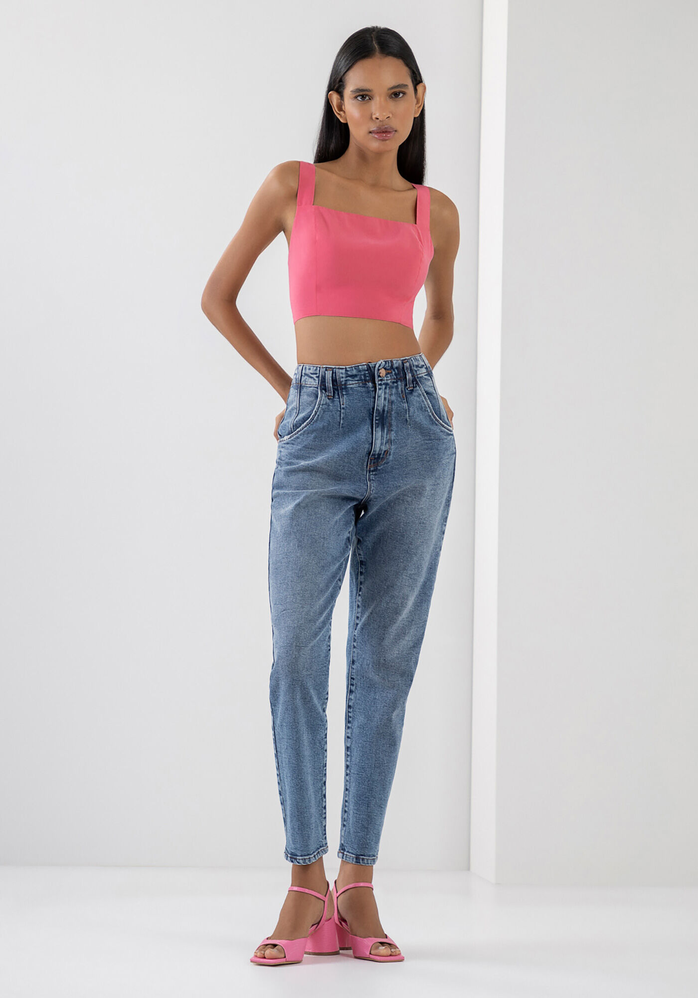 Mom jeans com elastano sales