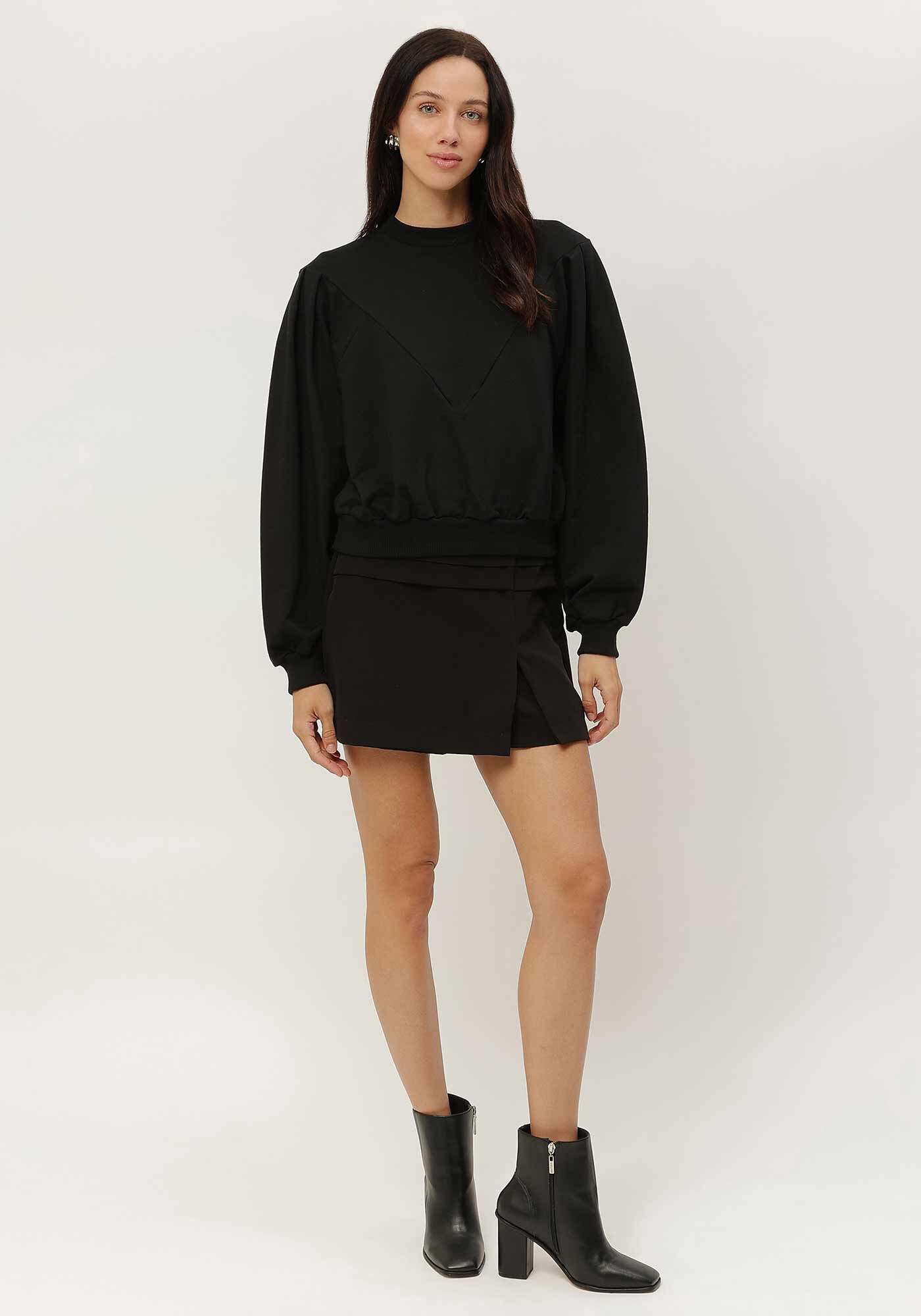 Blus&atilde;o em Molecotton com Recortes Geom&eacute;tricos, , large.