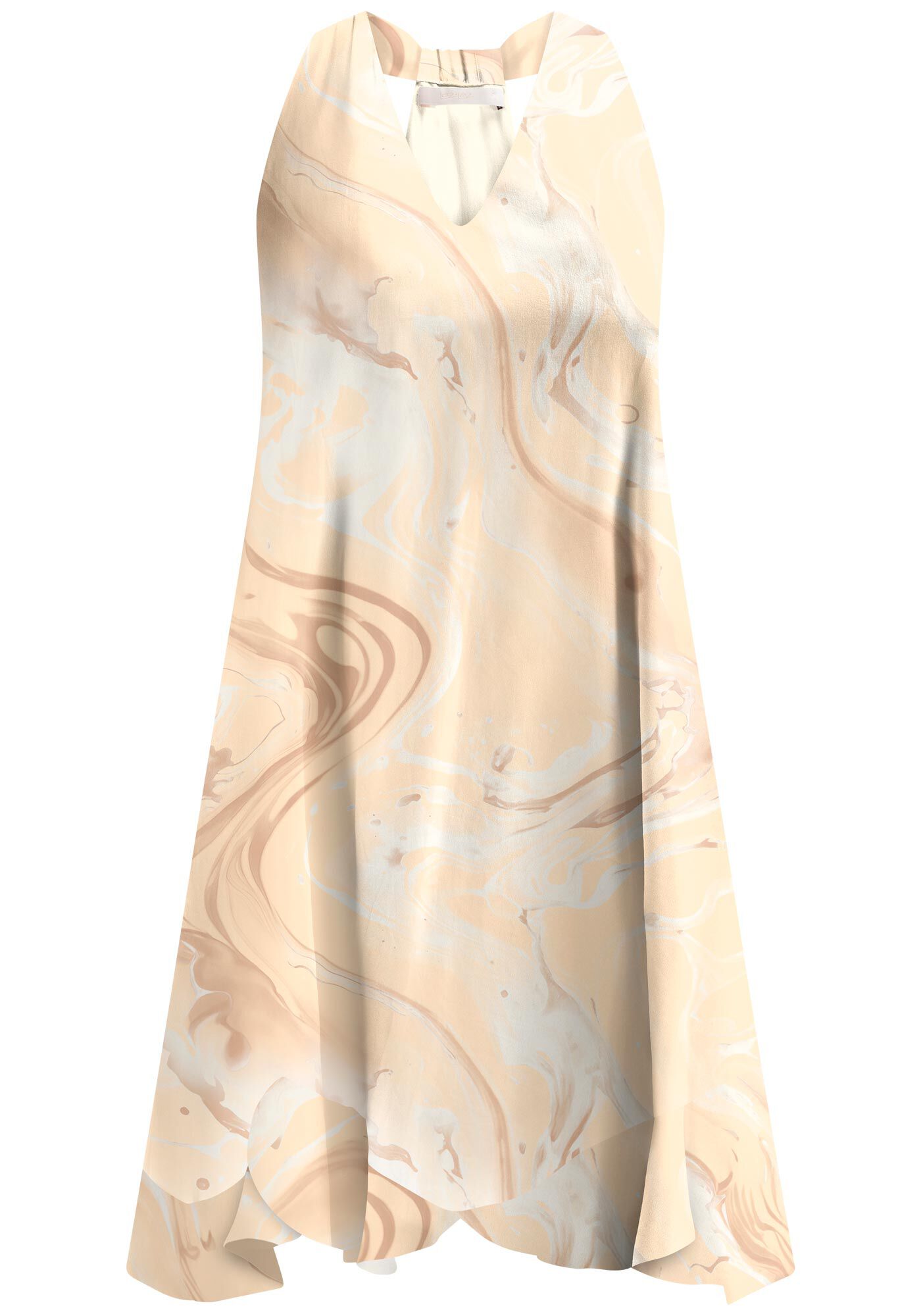 Vestido Curto Amplo em Tecido Risca de Giz Estampado, , large.