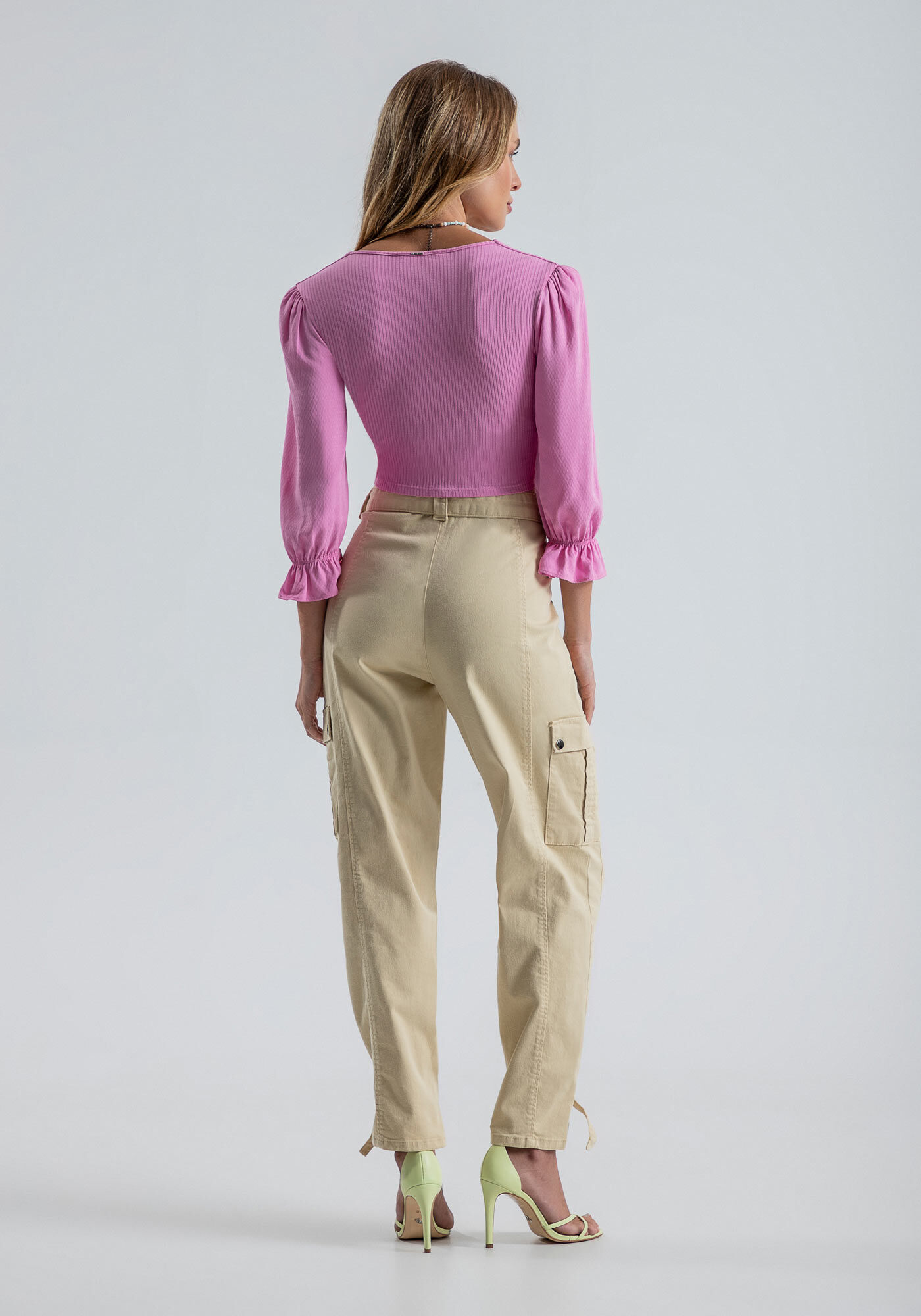 Blusa Cropped Viscose com Manga Babado, , large.