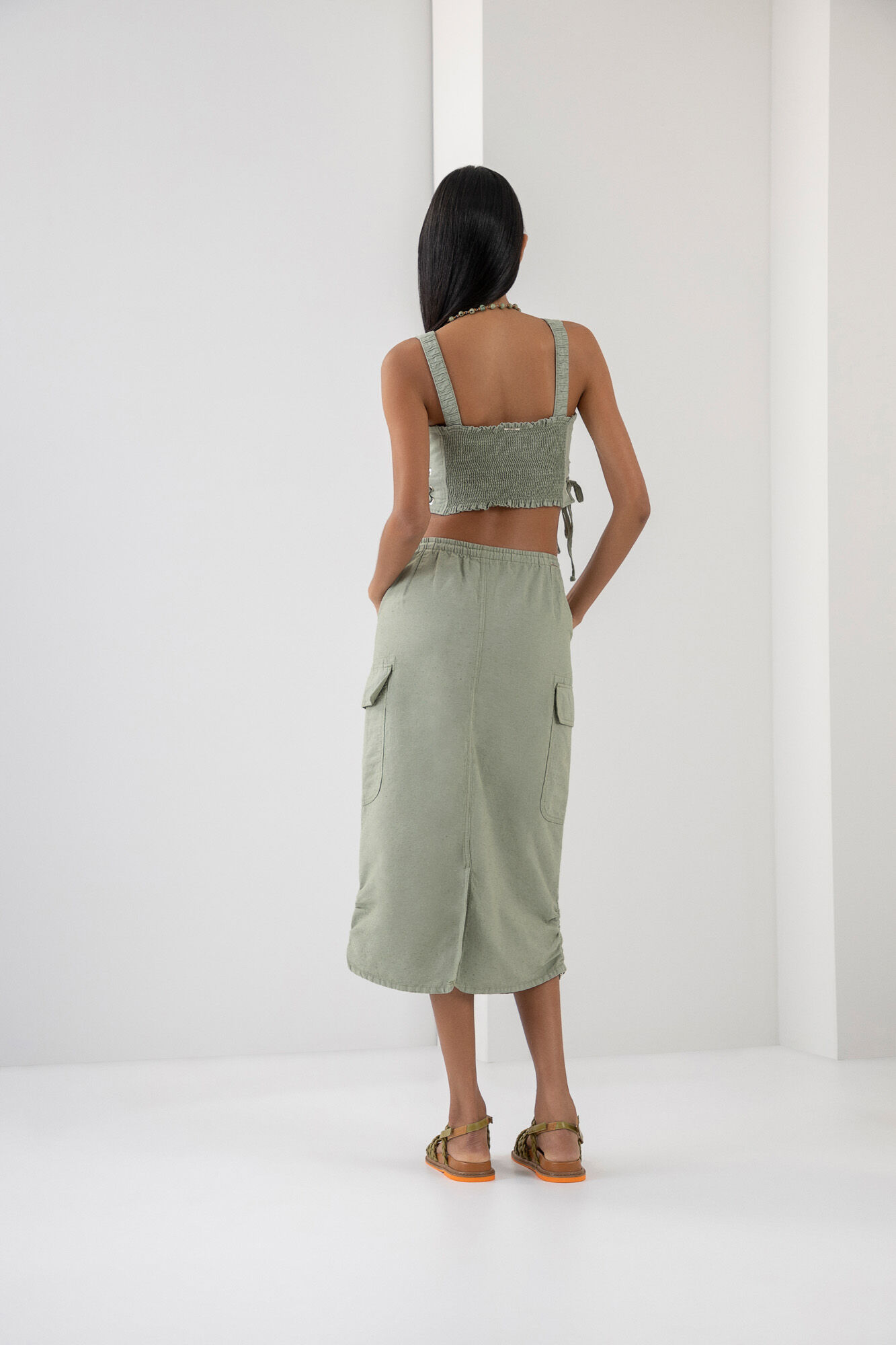 Blusa Cropped Corset Sustent&aacute;vel com Amarra&ccedil;&atilde;o, , large.