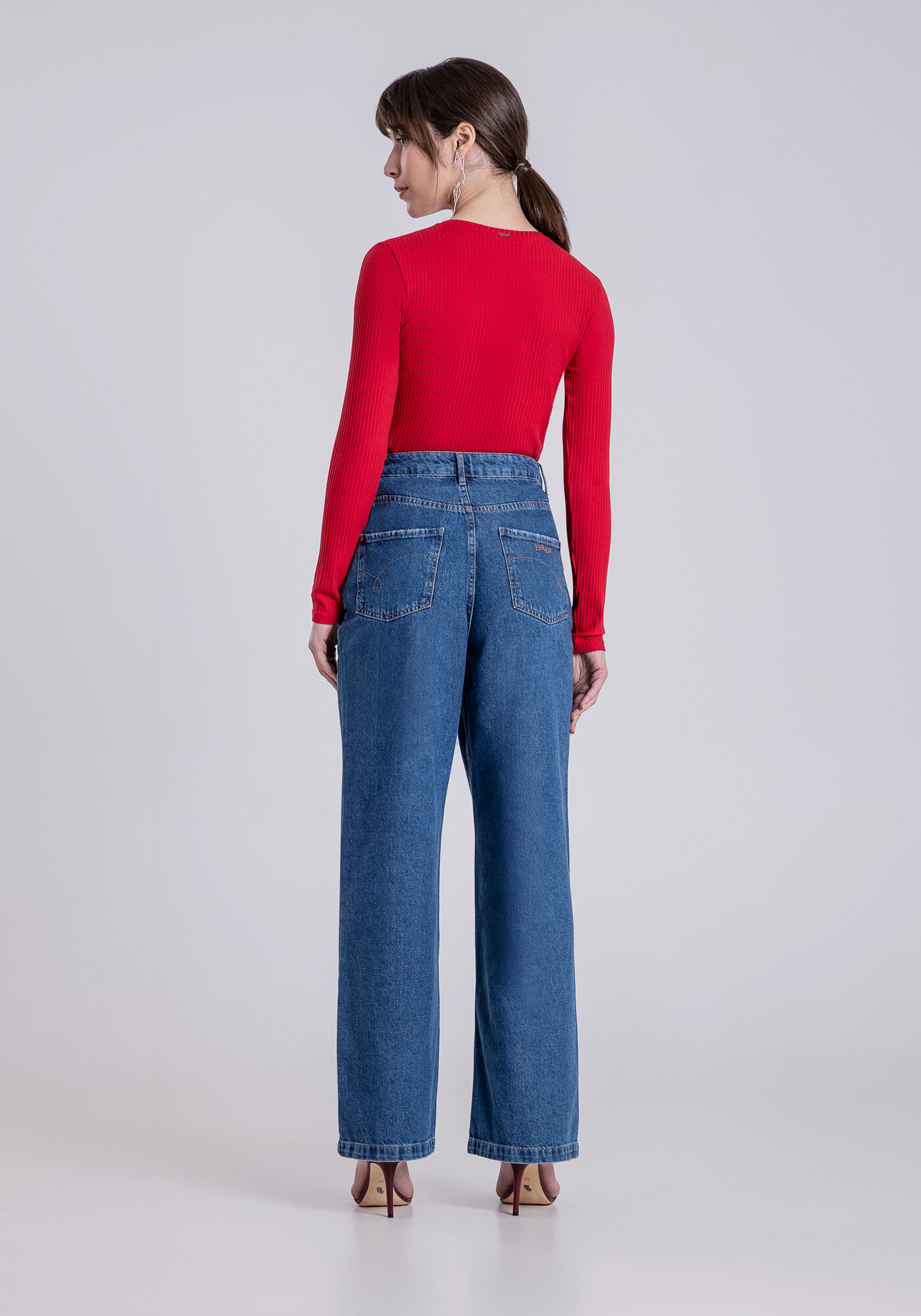 Blusa Manga Longa em Malha Decote V, , large.