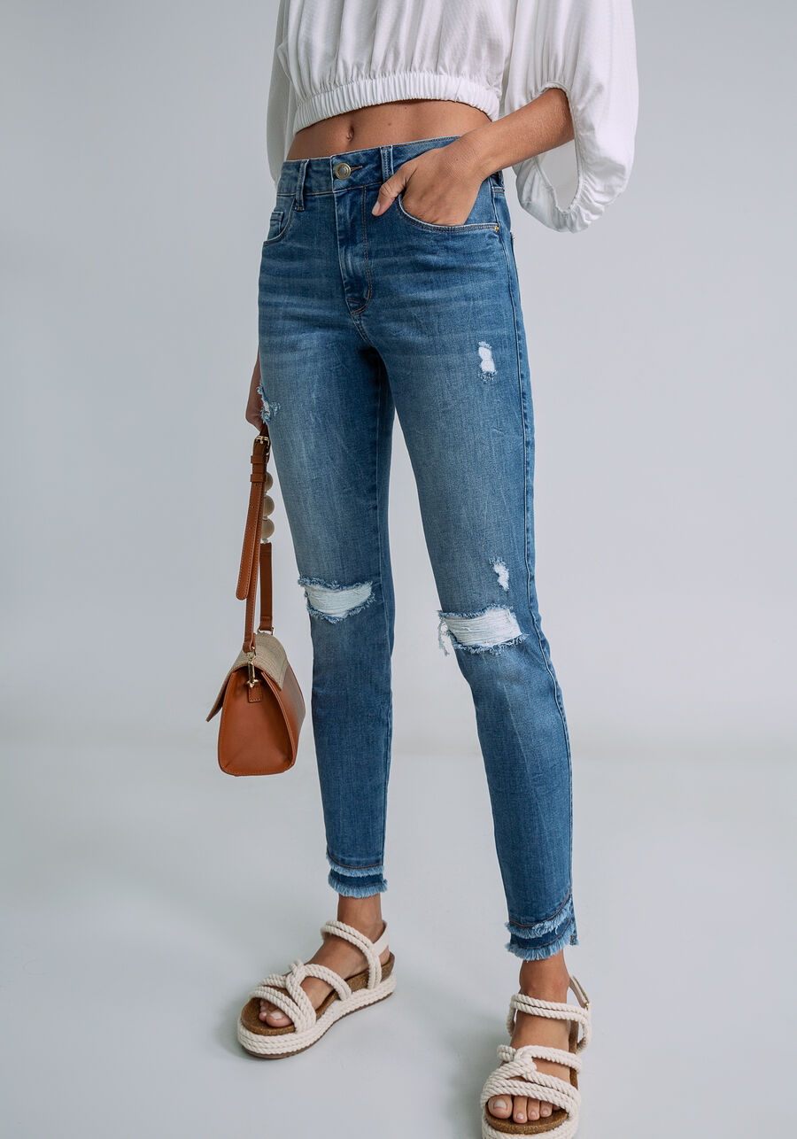 Calça Jeans Skinny Cropped Bali Elastic, JEANS, large.