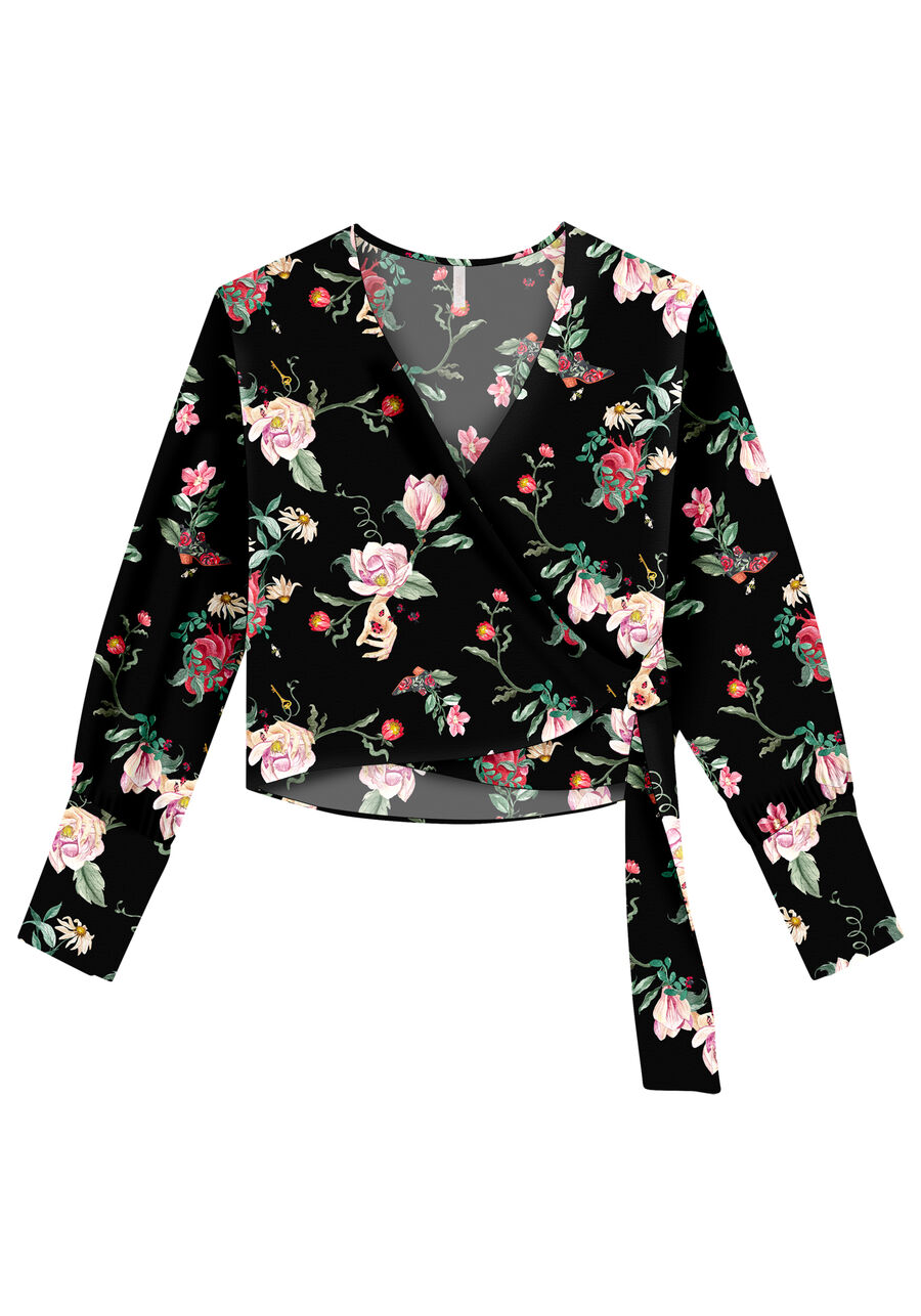 Blusa Manga Longa em Viscose Transpassada, . Blusa Manga Longa em Viscose Transpassada, , large.