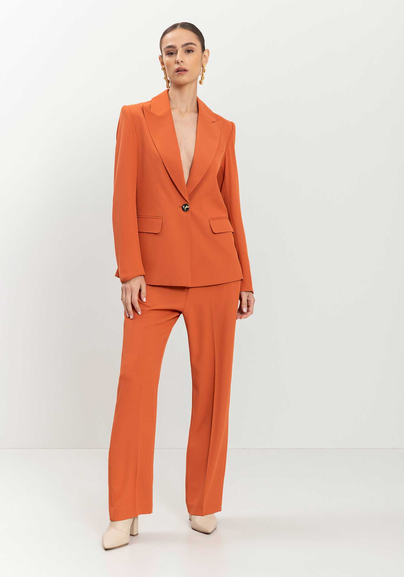 Blazer De Mangas Longas Com Bot&atilde;o E Lapelas, MARROM SANDALWOOD, large.