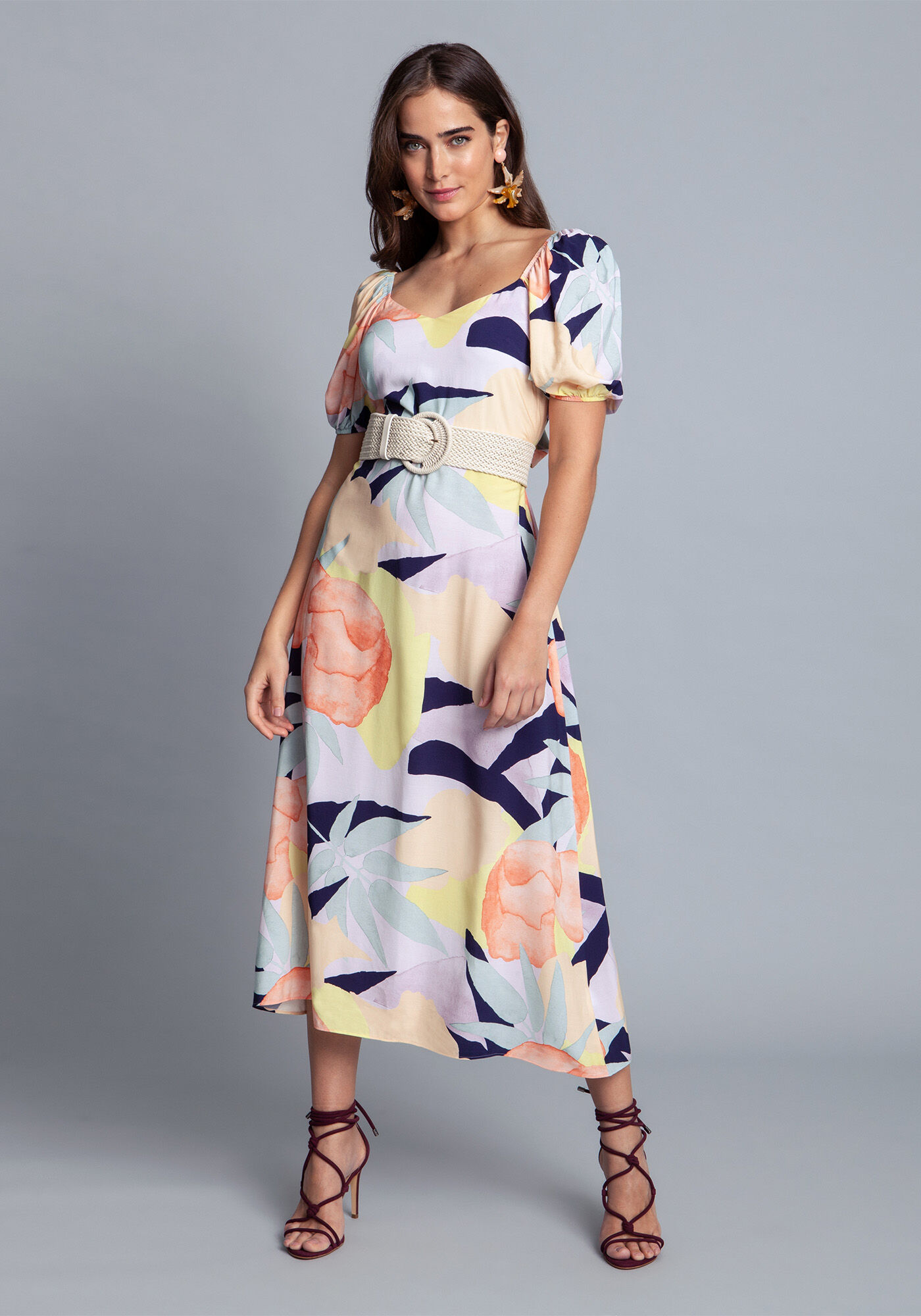 Vestido Tecido Rayon Bali Midi, , large.