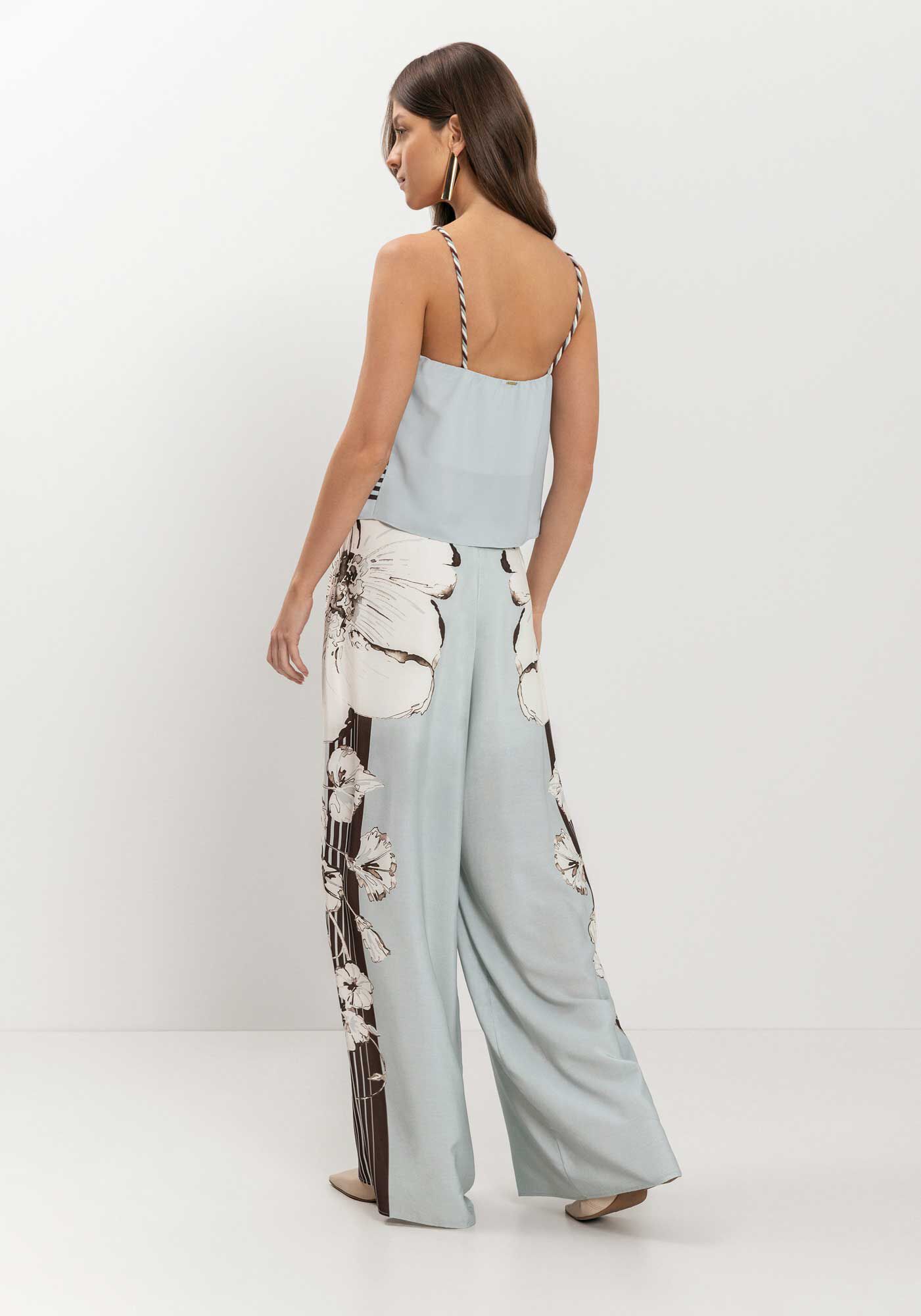 Cal&ccedil;a Pantalona Estampada Com Cintura Alta E Z&iacute;per, , large.