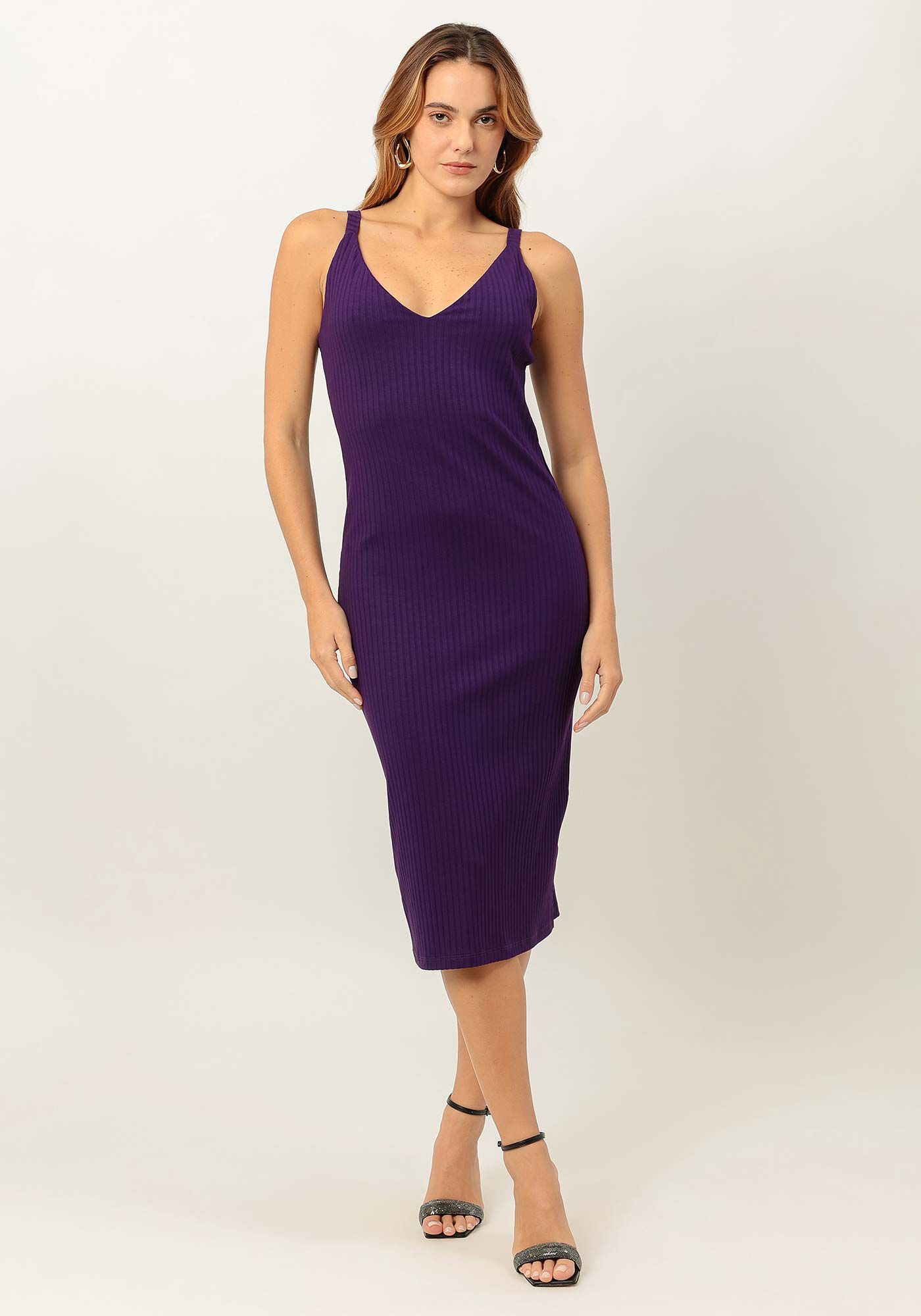 Vestido com Al&ccedil;as Midi Canelado, , large.