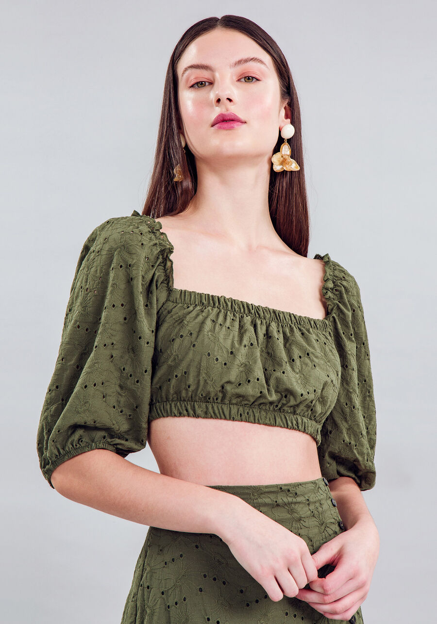 Blusa Tecido Laise Flores Cropped, . Blusa Tecido Laise Flores Cropped, , large.