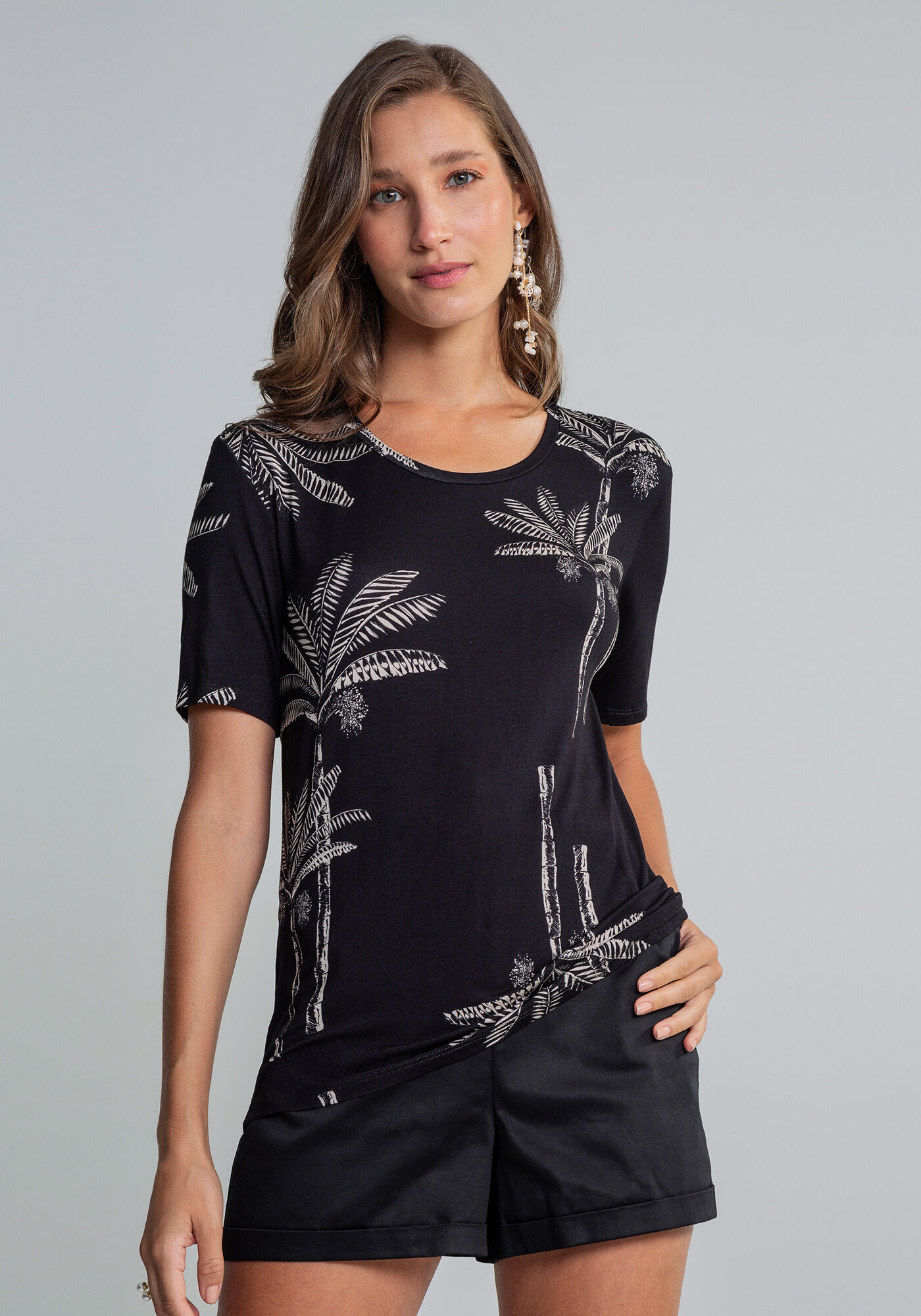 Blusa Manga Curta Estampa, , large.