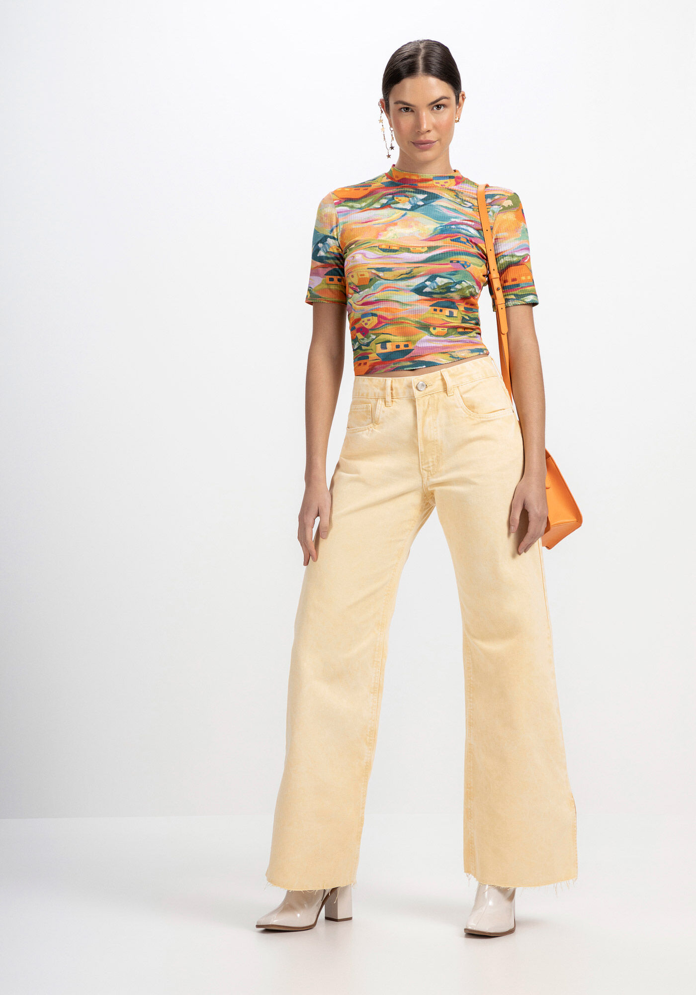 Cal&ccedil;a Sarja Wide Leg com Cintura Baixa, , large.