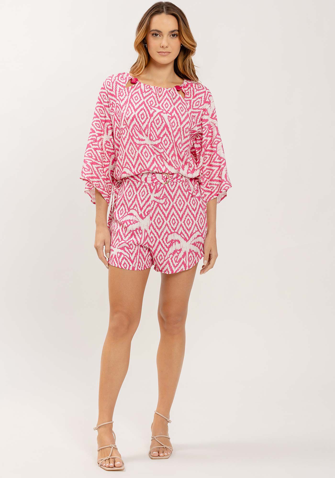 Blusa Manga 3/4 em Viscose com Amarra&ccedil;&atilde;o, MAXI TRAMA, large.