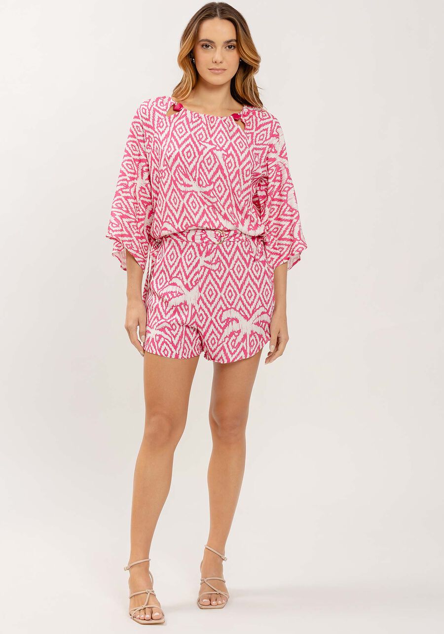 Blusa Manga 3/4 em Viscose com Amarração, . Blusa Manga 3/4 em Viscose com Amarração, , large.