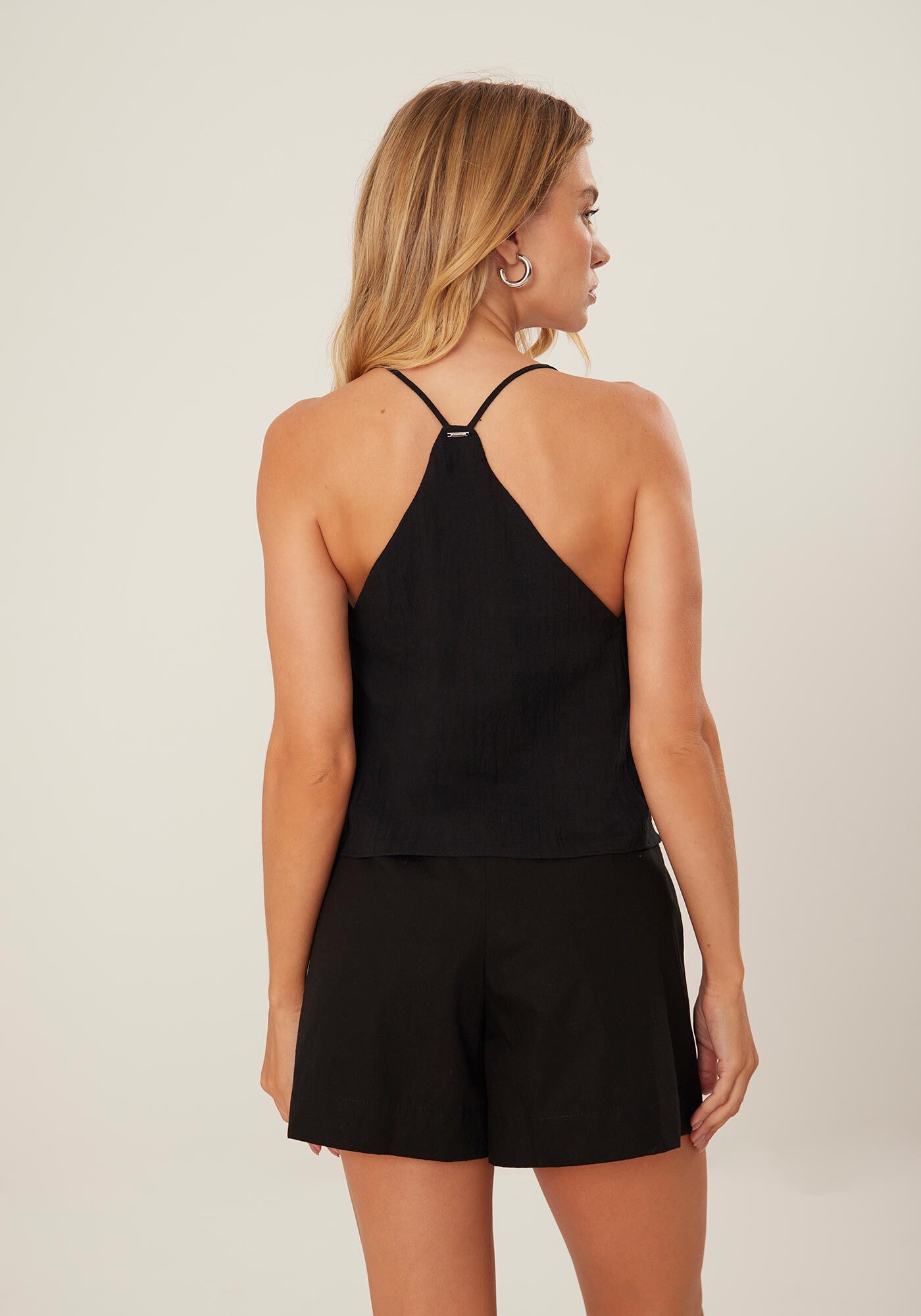 Blusa Al&ccedil;as em Tecido Cotton com Decote V, , large.