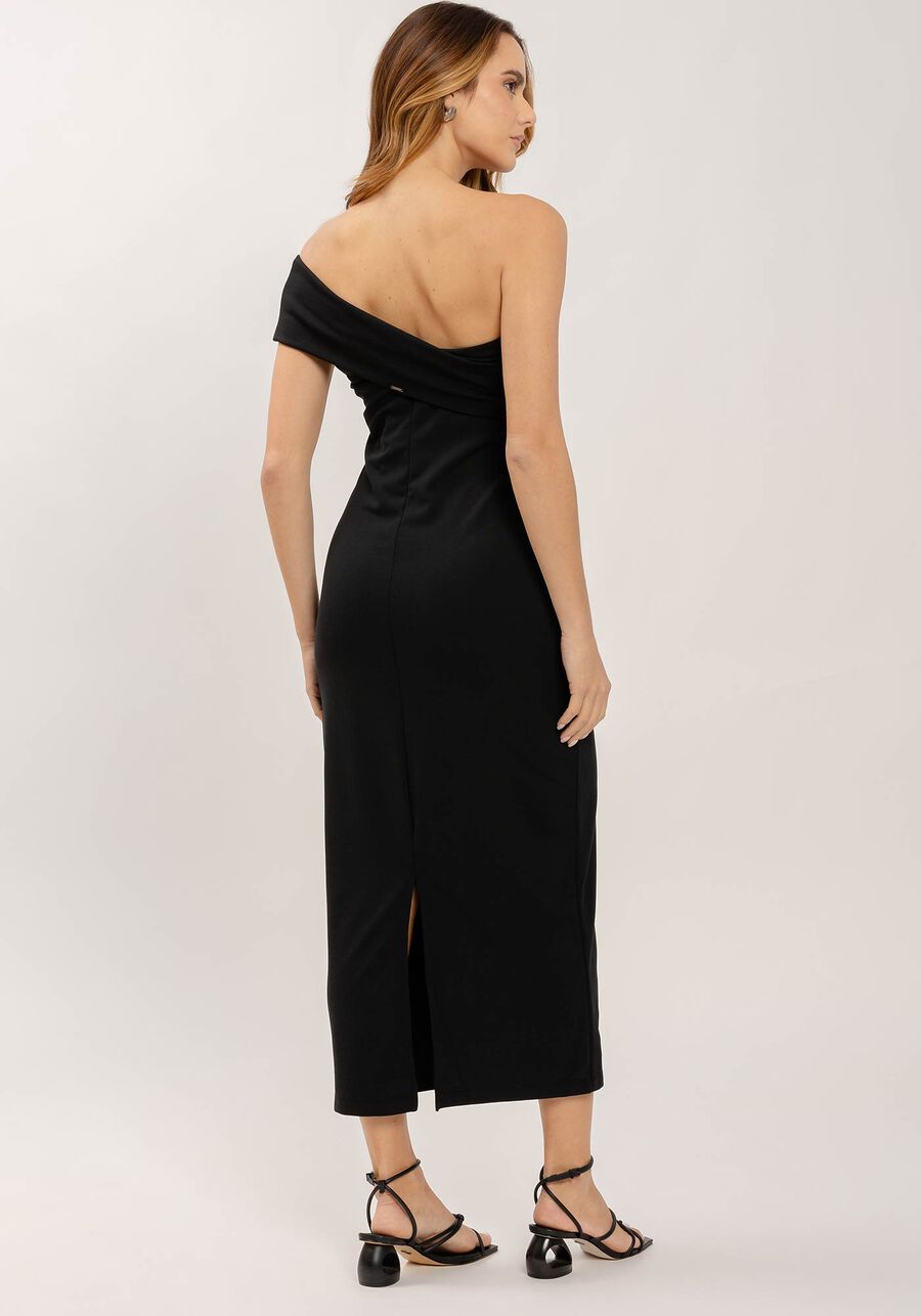 Vestido Midi Justo com Decote Um Ombro Só, . Vestido Midi Justo com Decote Um Ombro Só, , large.
