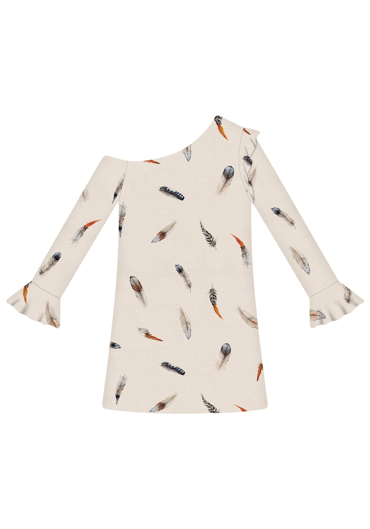 Vestido Manga Longa Ombro S&oacute; Tecido, , large.