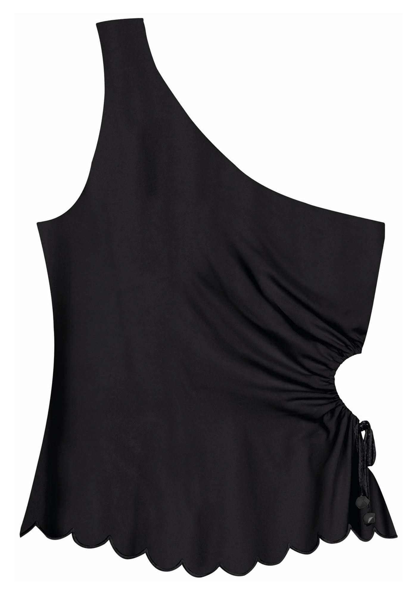 Blusa Ombro S&oacute; em Viscose com Amarra&ccedil;&atilde;o Lateral, , large.