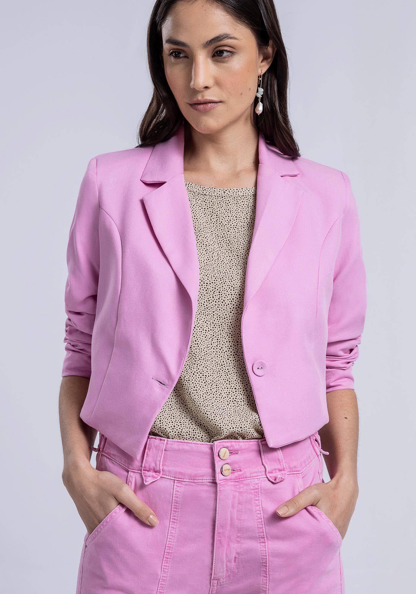 Blusa Manga Curta em Viscose Estampada, , large.