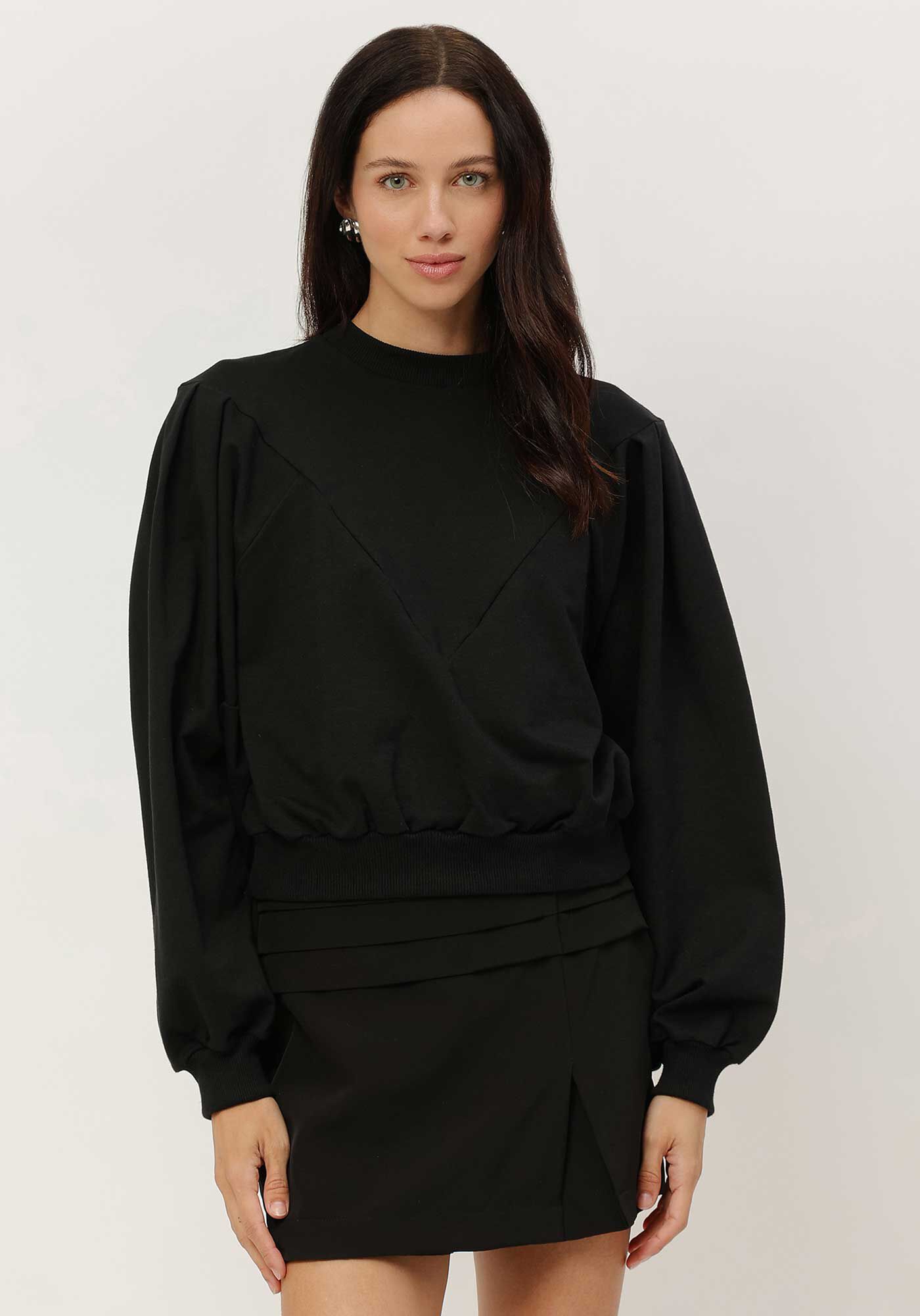 Blus&atilde;o em Molecotton com Recortes Geom&eacute;tricos, , large.