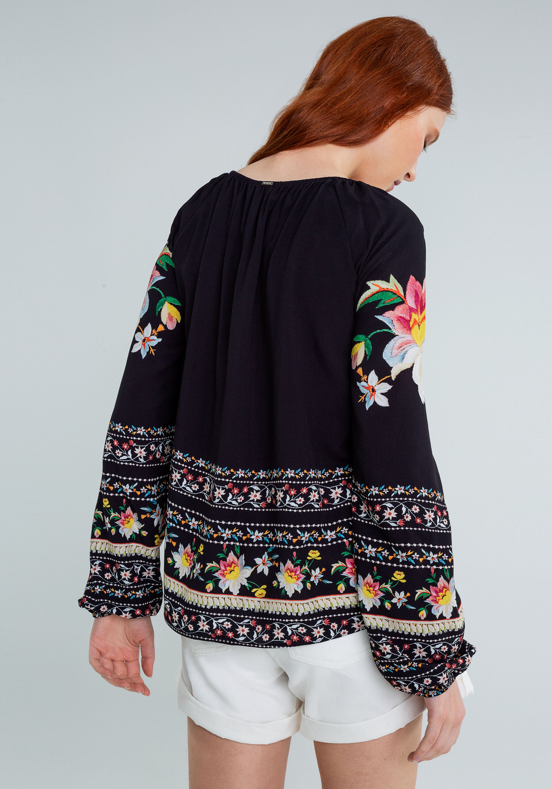 Blusa Bata Amarração Estampada, NOSTALGIA. Blusa Bata Amarração Estampada, NOSTALGIA, large.