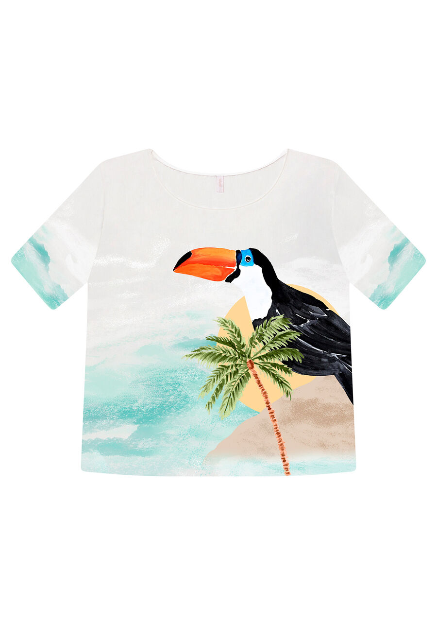 Blusa Manga Curta Ampla Estampa, . Blusa Manga Curta Ampla Estampa, , large.