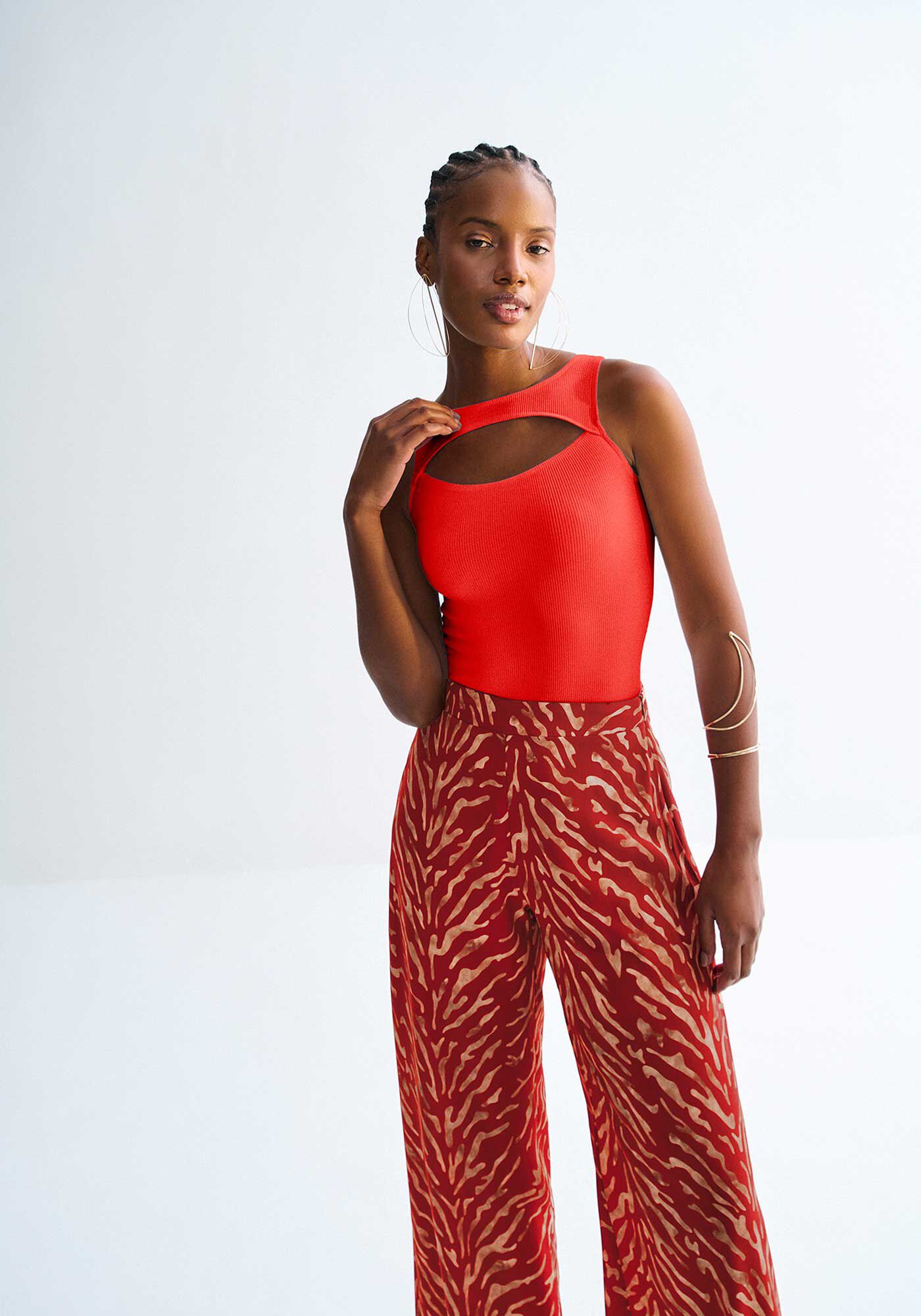 Regata em Malha Seamless com Cut Out, VERMELHO REDDISH, large.
