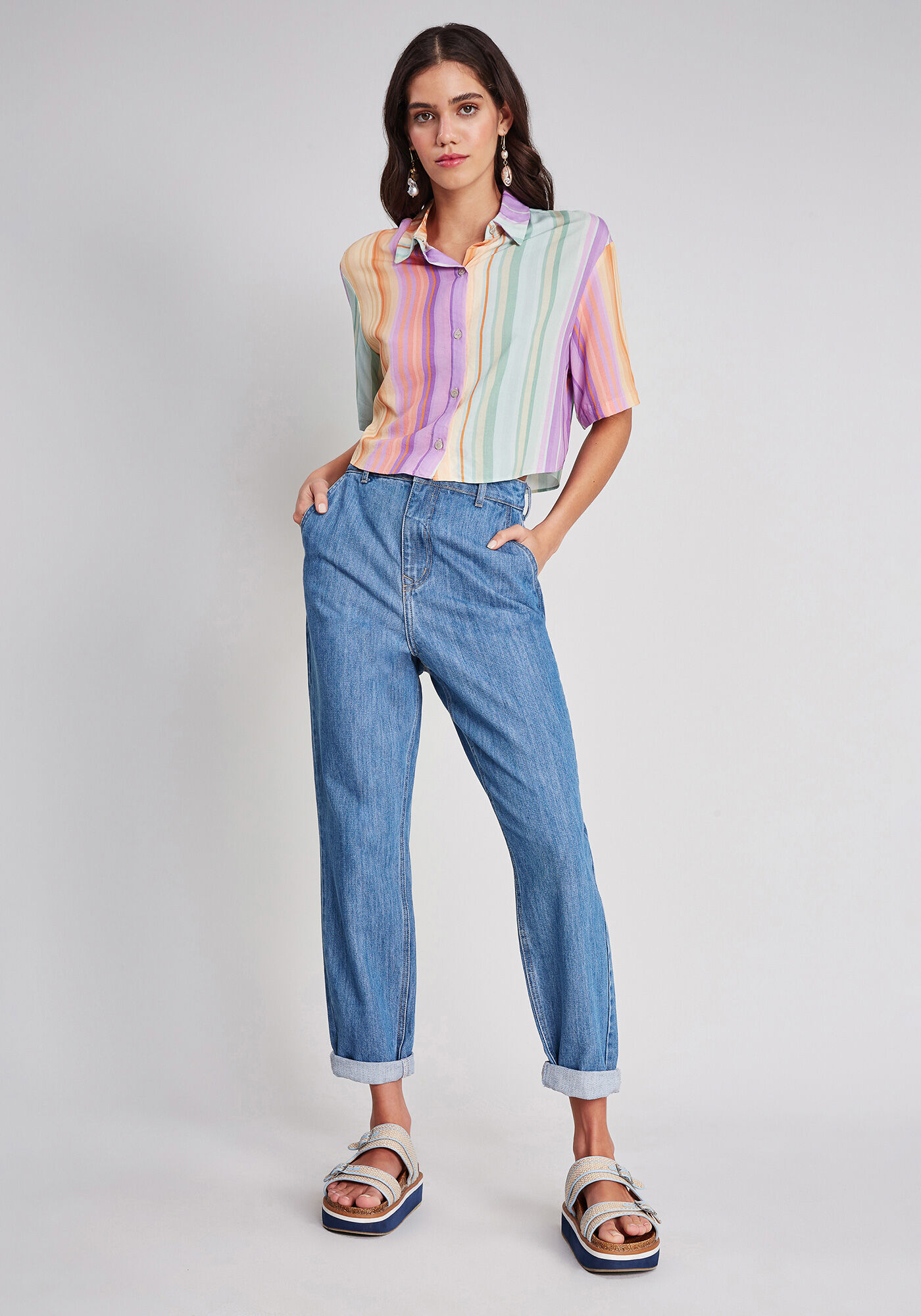 Camisa Manga Curta Cropped, , large.