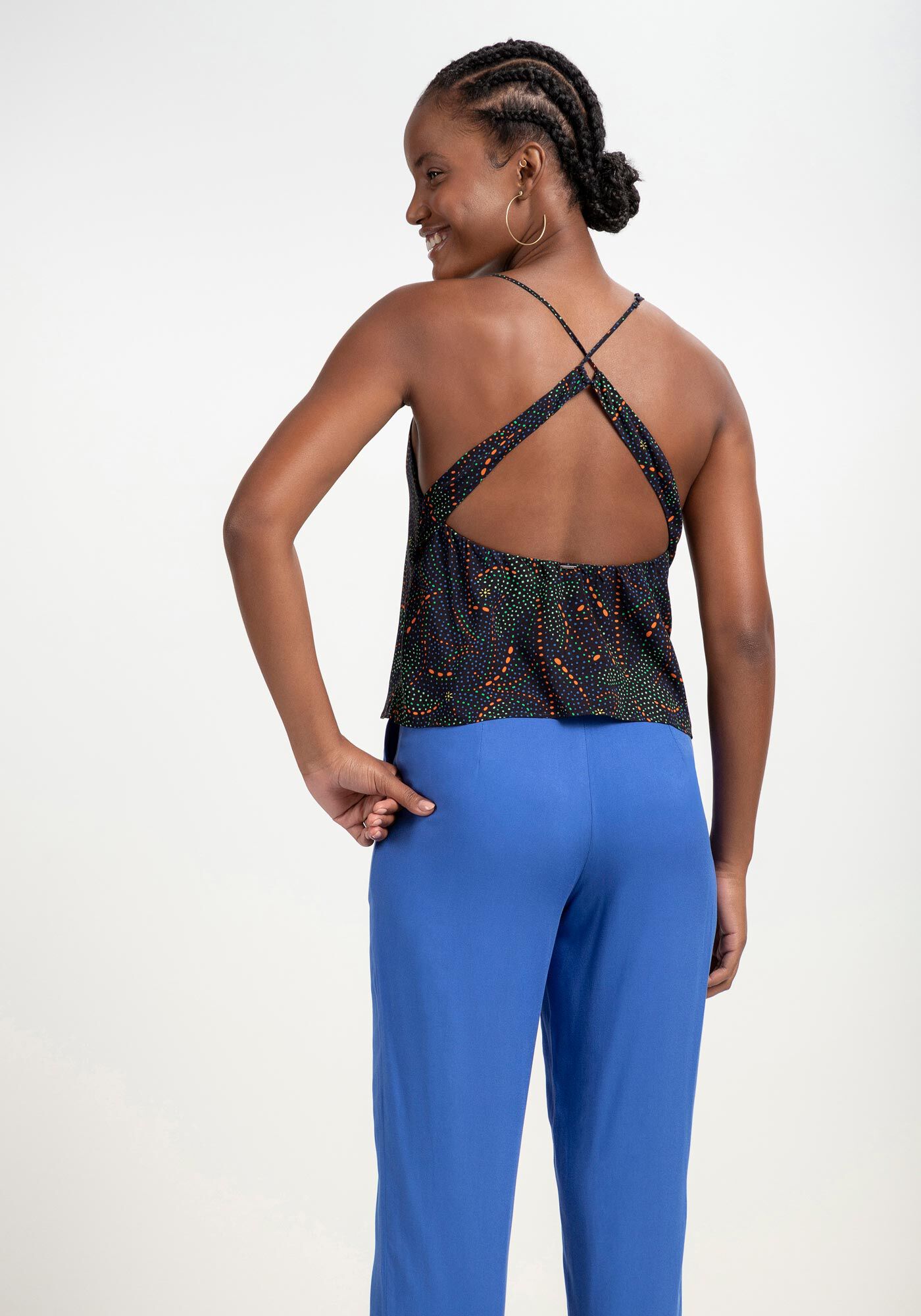 Blusa Estampada em Viscose com Recorte Costas, , large.