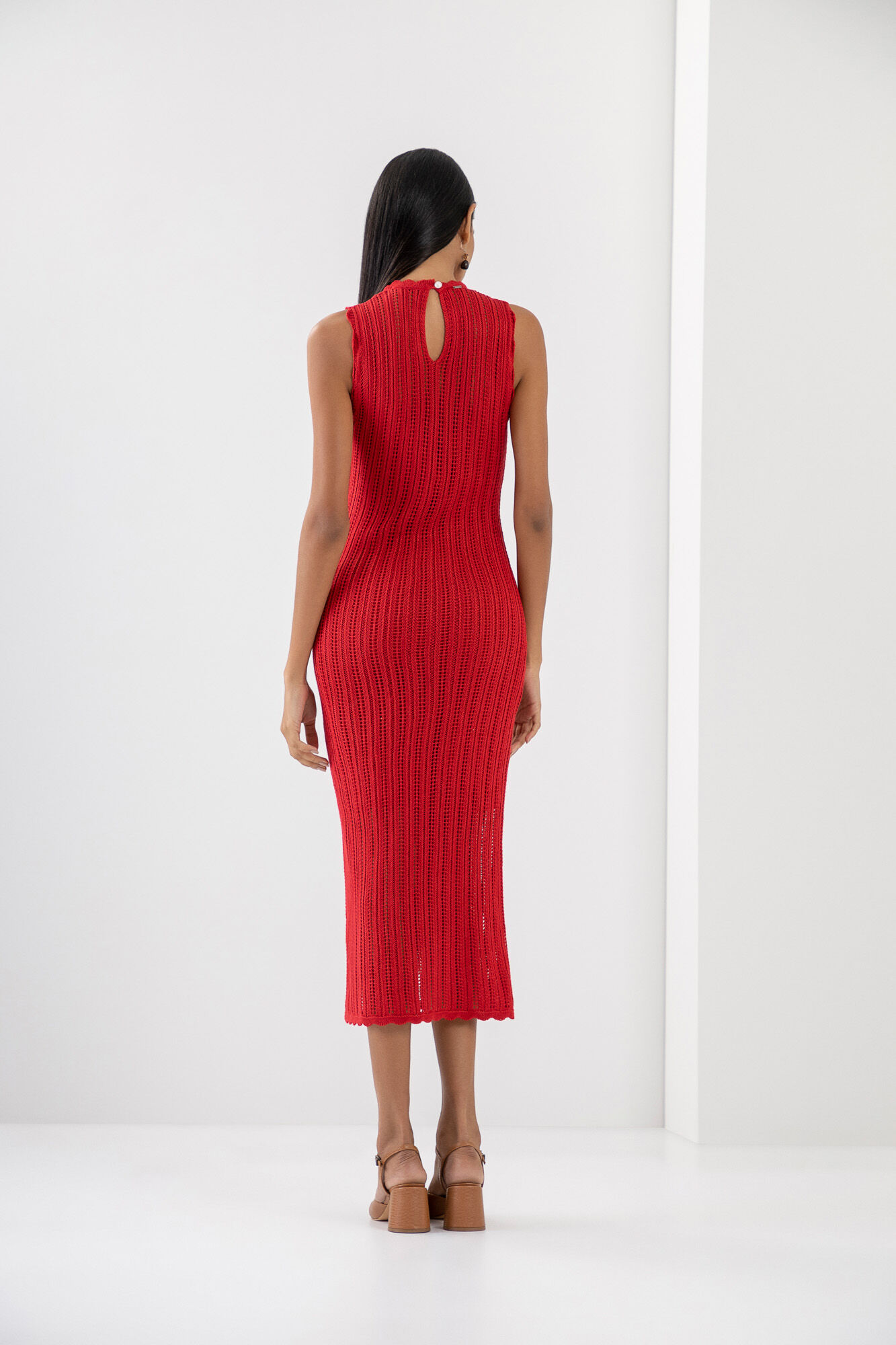 Vestido Midi em Tric&ocirc; Canelado Justo, , large.