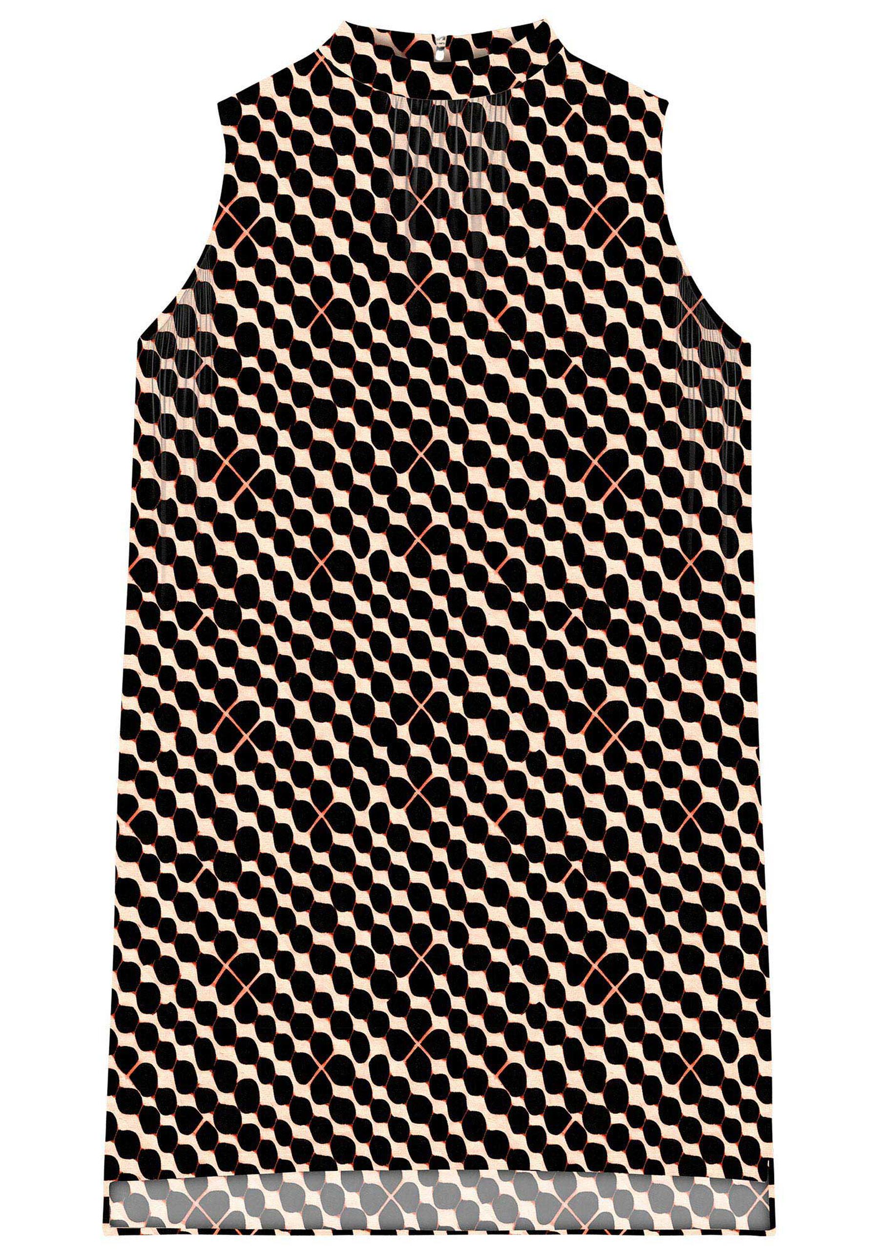 Vestido Curto Sem Mangas em Viscose com Gola Alta, PATTERN. Vestido Curto Sem Mangas em Viscose com Gola Alta, PATTERN, large.