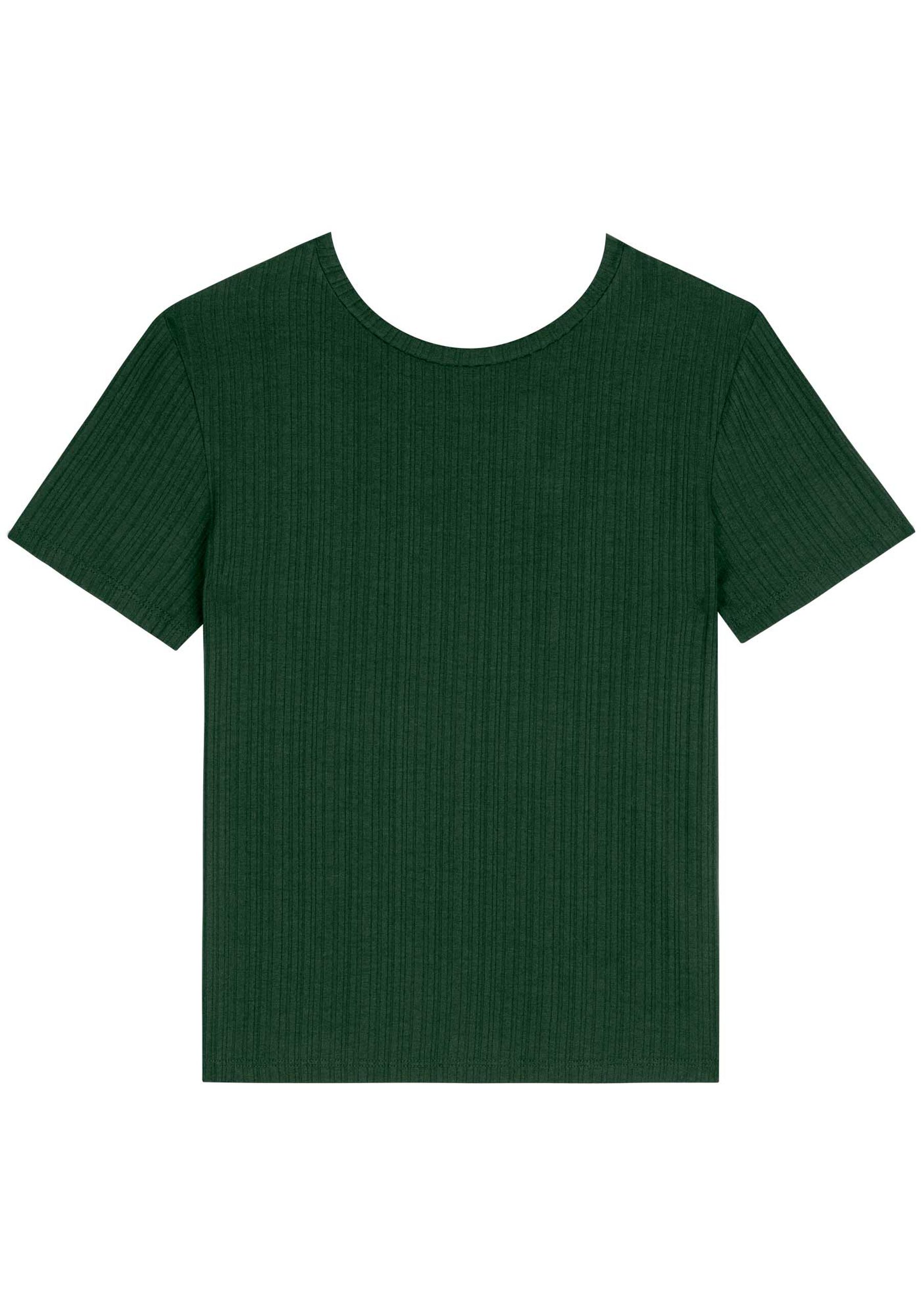 Blusa Básica De Mangas Curtas Em Malha Canelada, VERDE COOPER. Blusa Básica De Mangas Curtas Em Malha Canelada, VERDE COOPER, large.