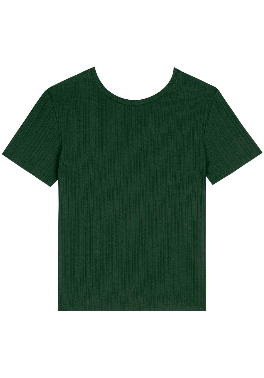 Blusa Básica De Mangas Curtas Em Malha Canelada, . Blusa Básica De Mangas Curtas Em Malha Canelada, , large.