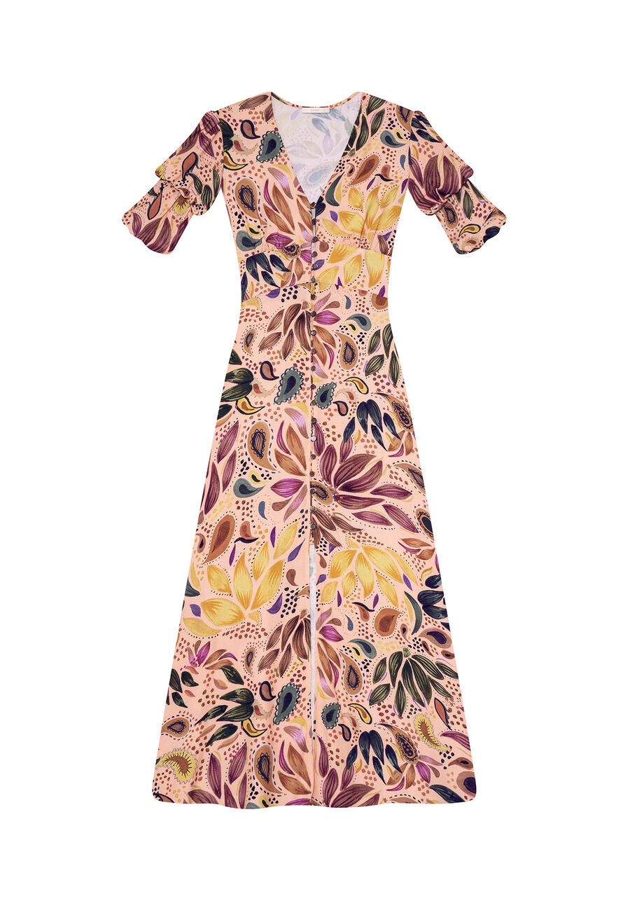 Vestido Mídi Botões Fenda Estampa, . Vestido Mídi Botões Fenda Estampa, , large.