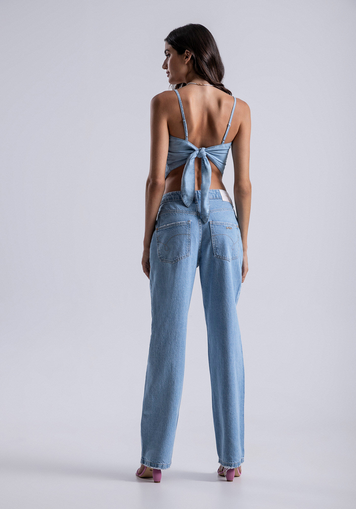 Cal&ccedil;a Jeans Wide Leg com Cintura Baixa, JEANS, large.