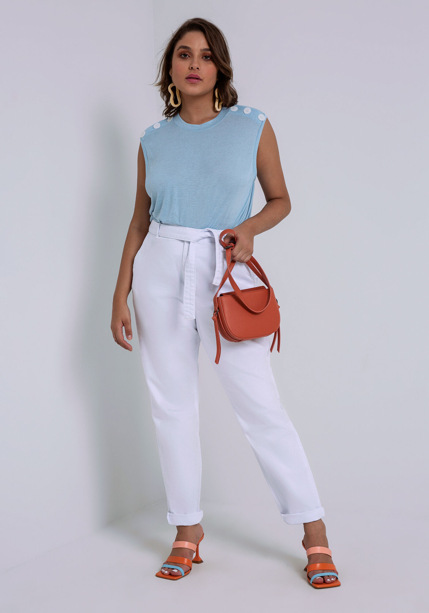 Cal&ccedil;a Sarja Mommy com Cinto, BRANCO, large.