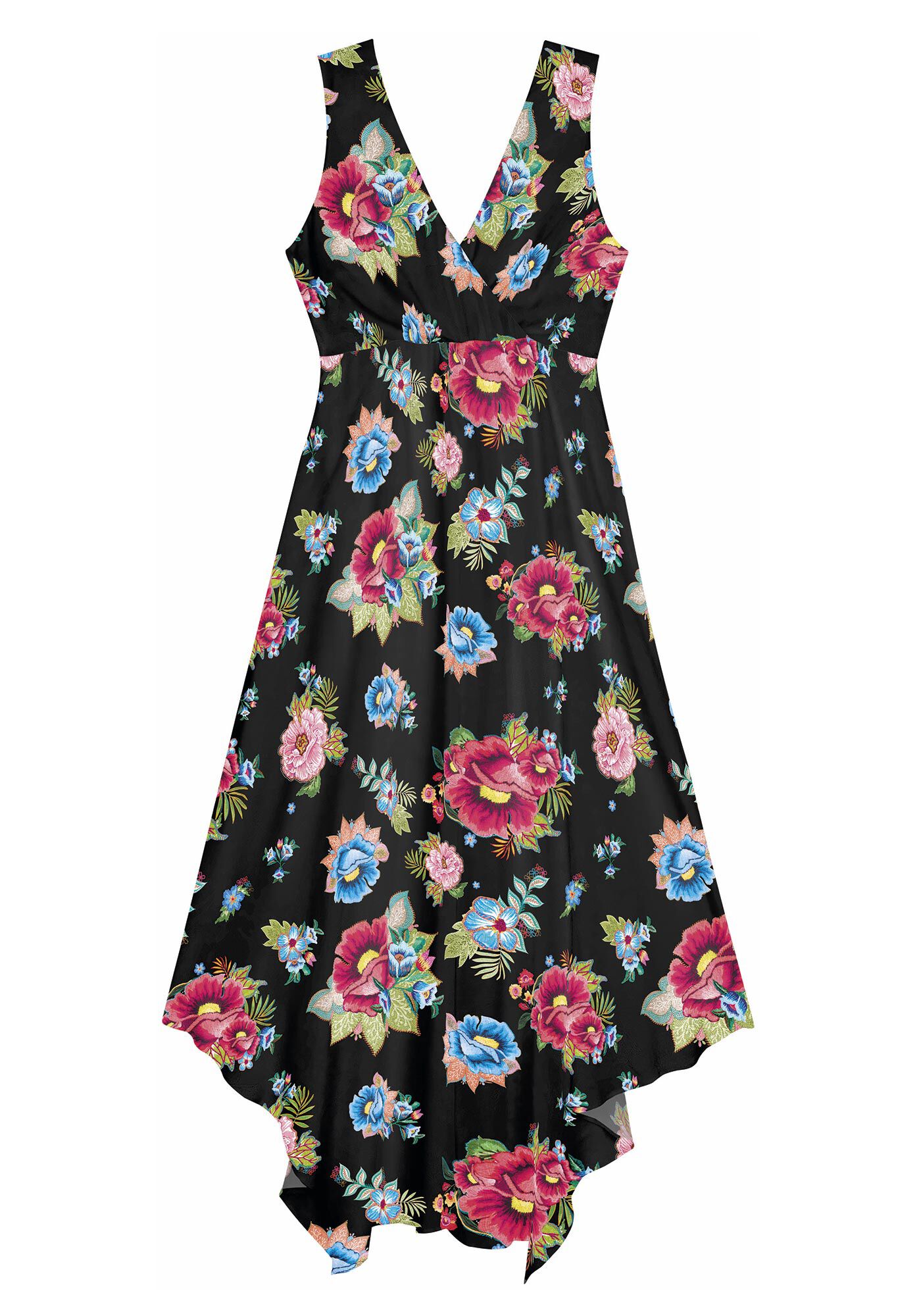 Vestido Midi Assim&eacute;trico em Viscose Estampado, EL NIDO, large.