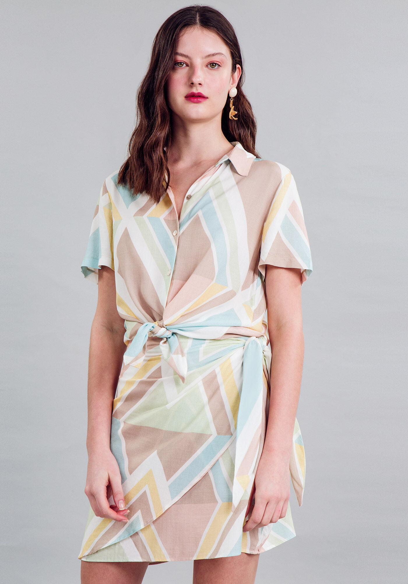 Camisa Tecido Rayon Bali Manga Curta, , large.