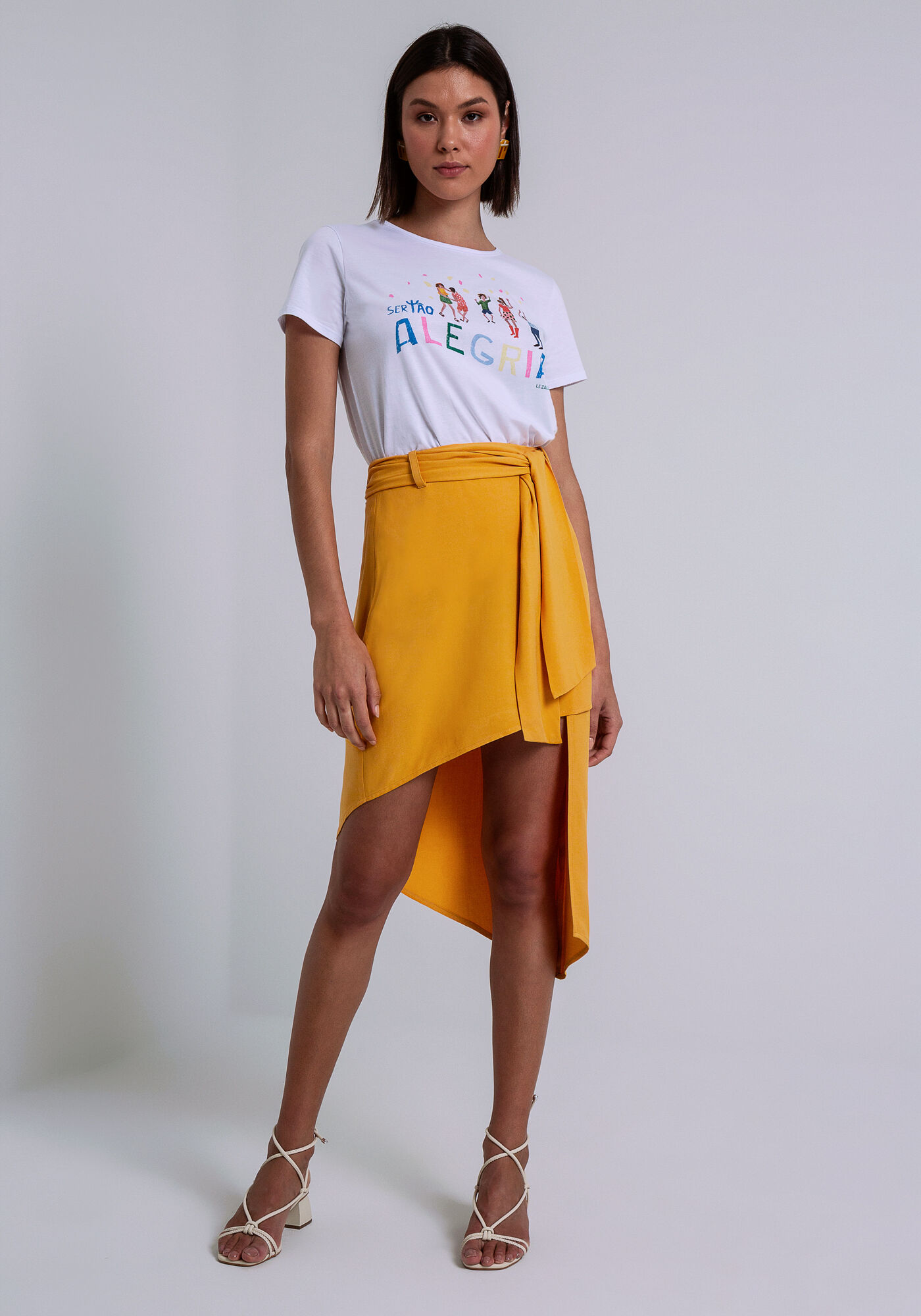 Saia Midi Tecido Rayon Twill Assim&eacute;trica, , large.