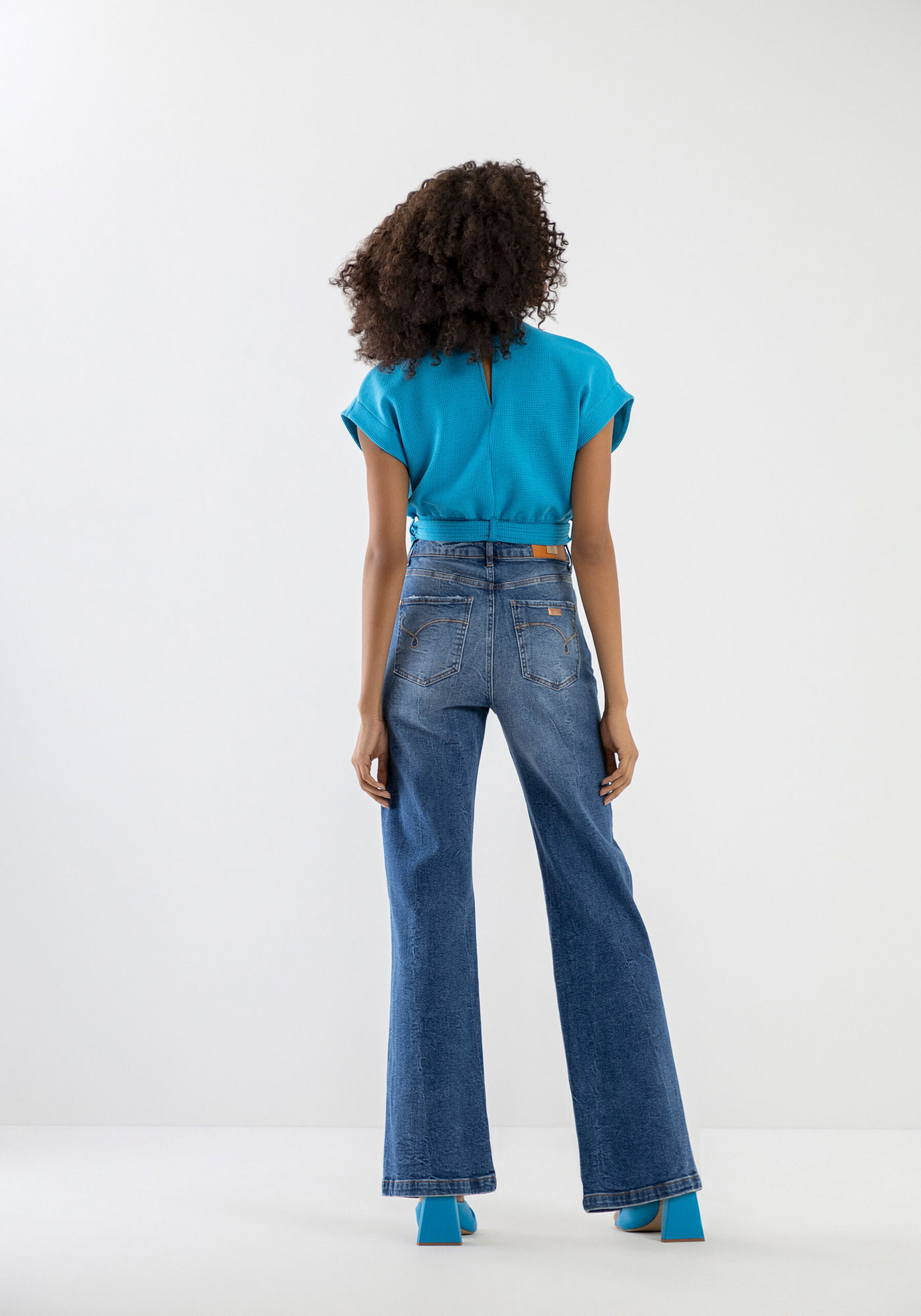 Calça Jeans Wide Leg Super Alta com Elastano, . Calça Jeans Wide Leg Super Alta com Elastano, , large.