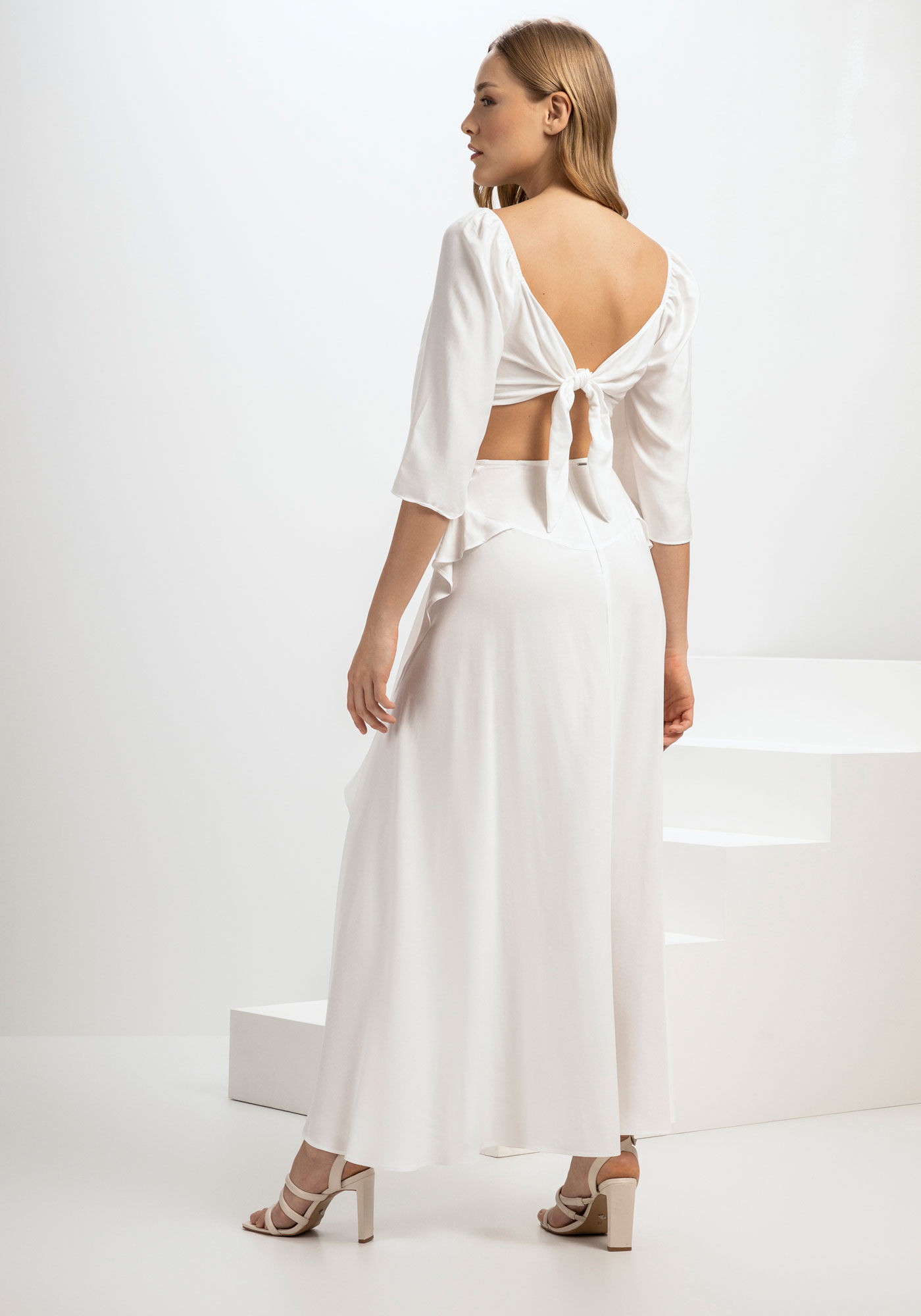 Saia Longa com Babados, BRANCO OFF WHITE, large.