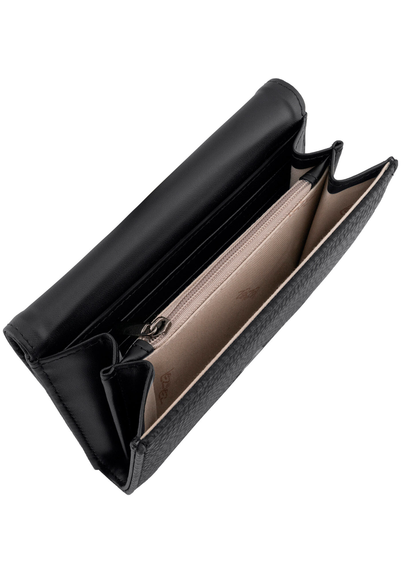 Carteira M&eacute;dia Minimal com Lapela, PRETO REATIVO, large.