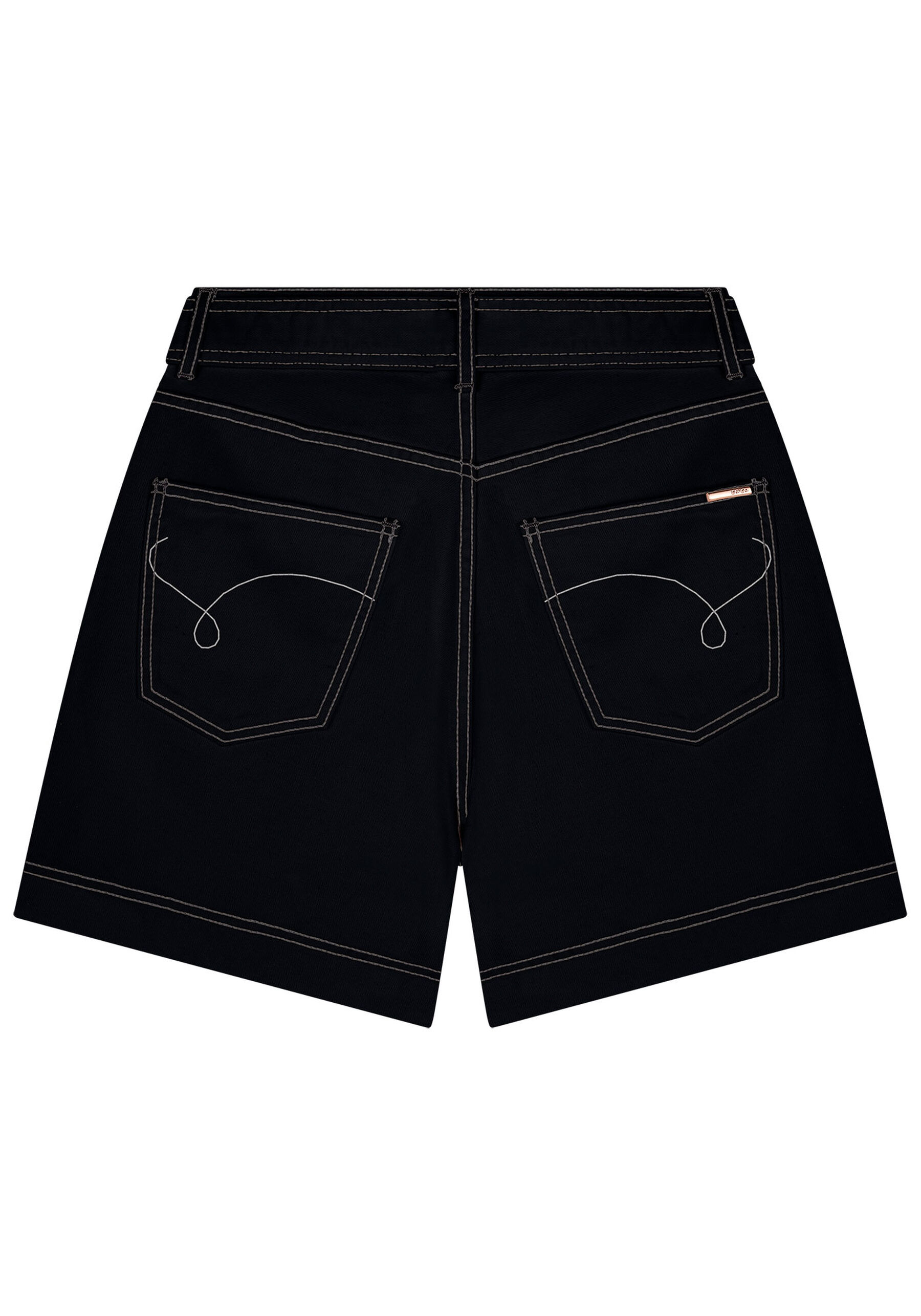 Shorts Sarja Mom Cintura Alta com Cinto, . Shorts Sarja Mom Cintura Alta com Cinto, , large.