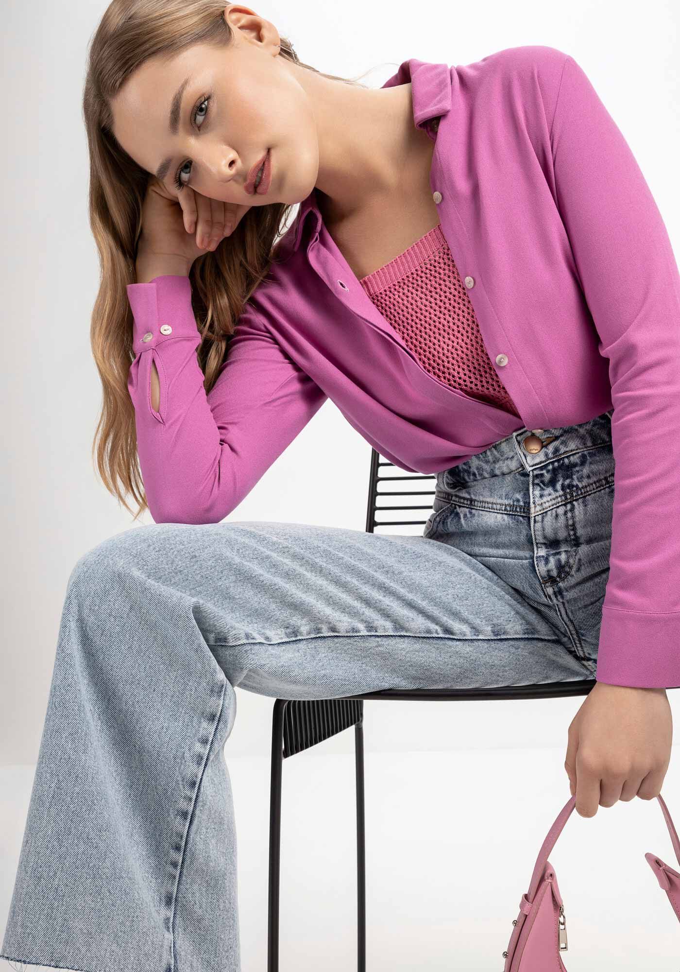 Cal&ccedil;a Jeans Wide Leg com Recorte C&oacute;s, , large.