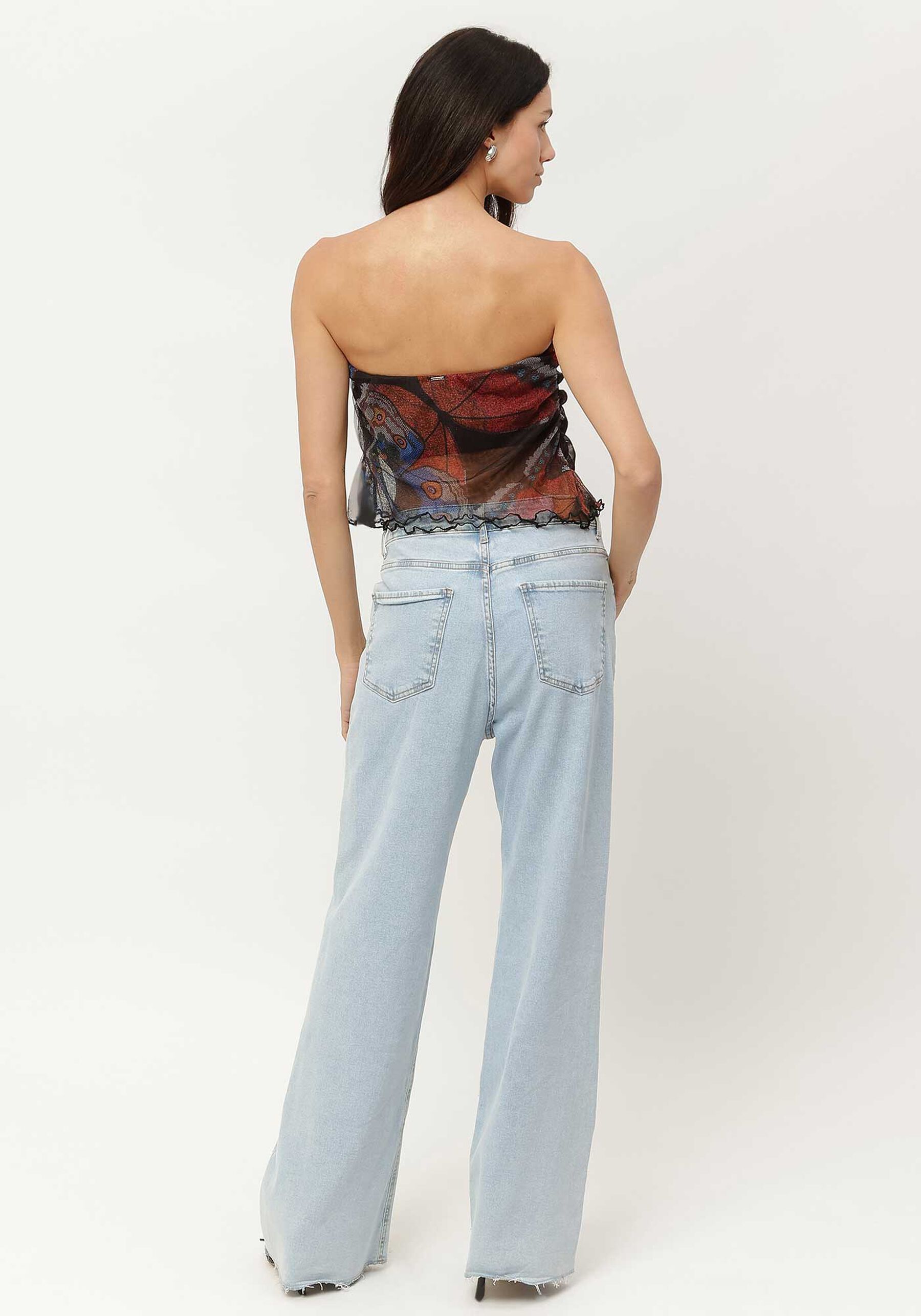 Blusa Sem Alça em Tule Estampada, . Blusa Sem Alça em Tule Estampada, , large.